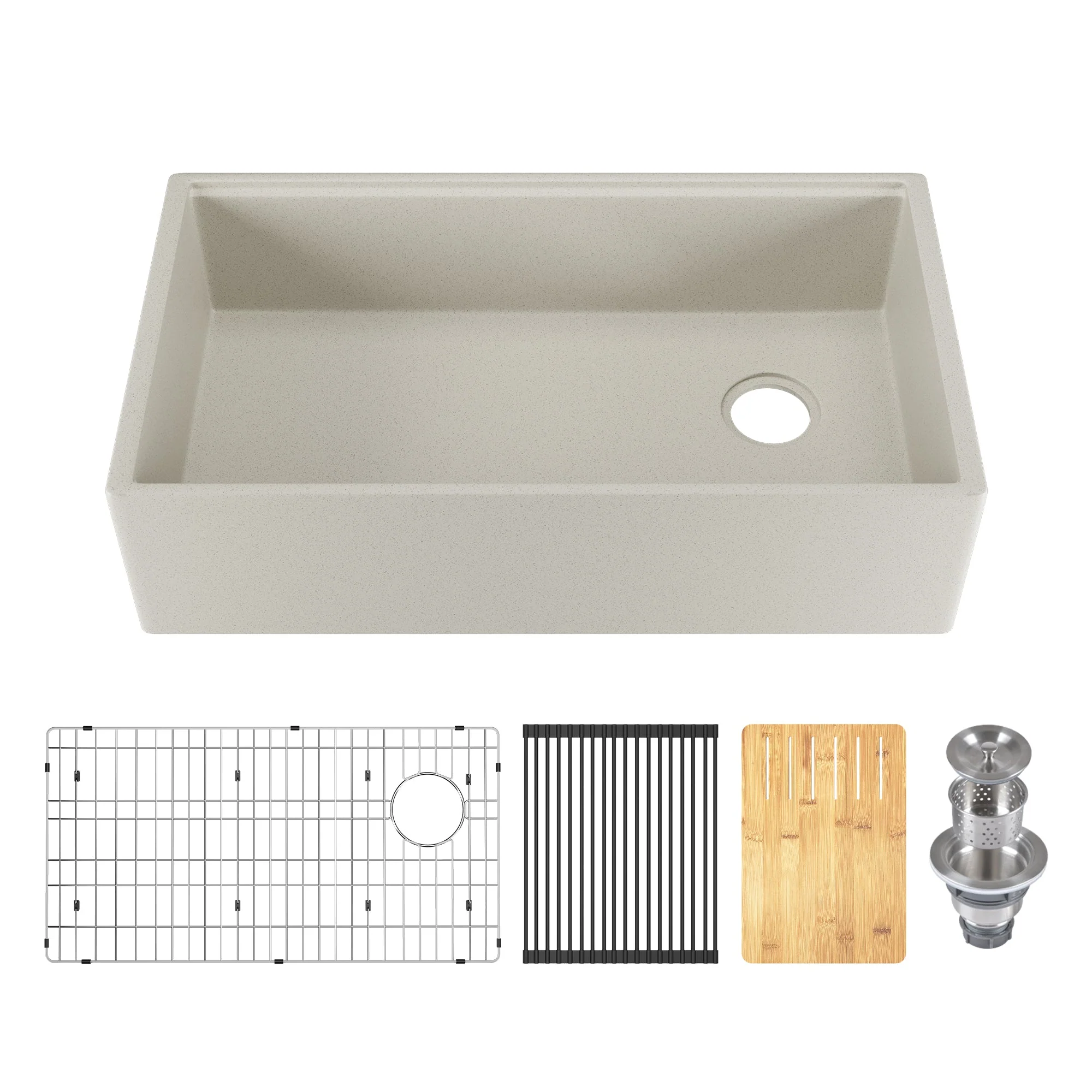 33" L x 18" W Rectangular Workstation Undermount Kitchen Sink, Natural Material With Multiple Colors - Image 24