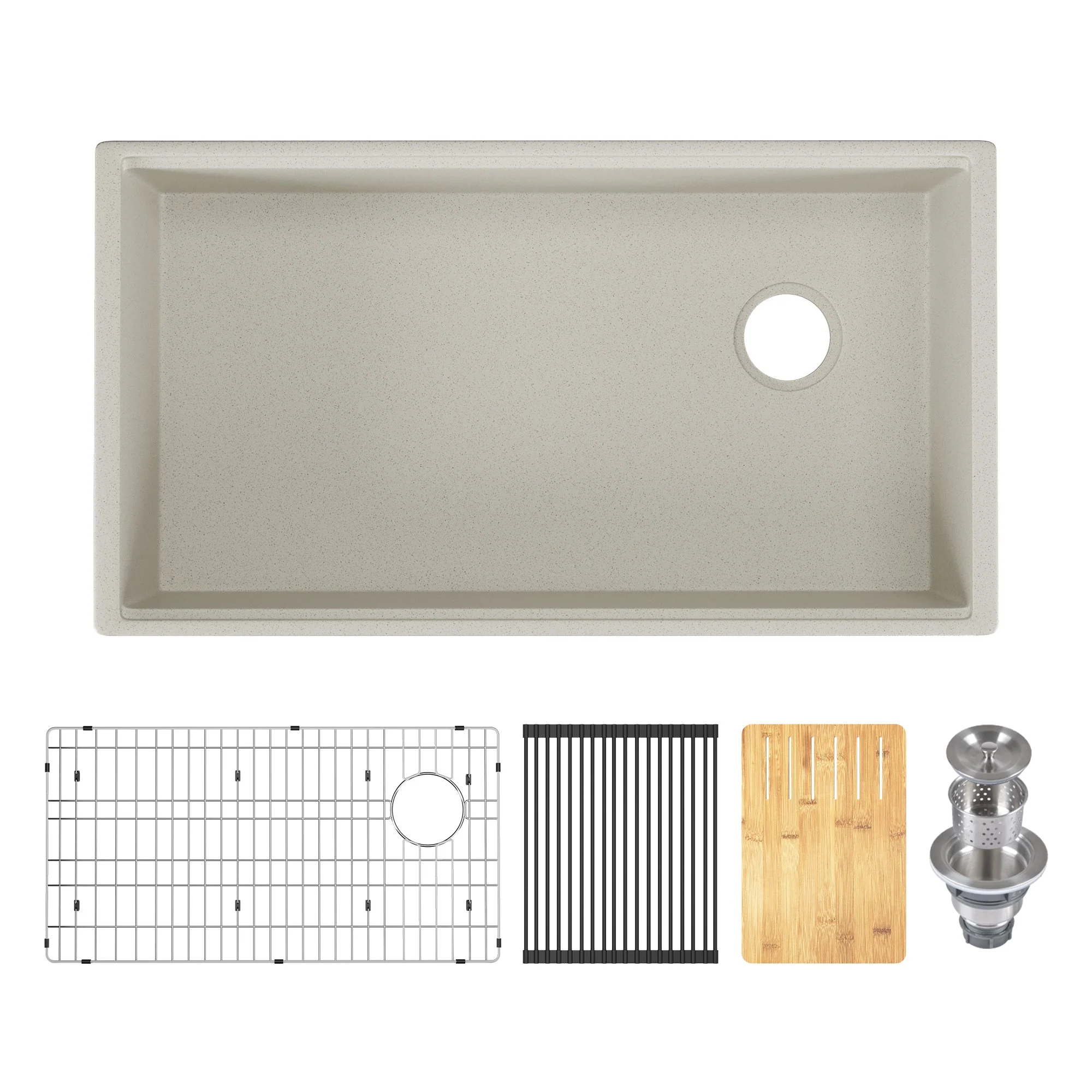 33" L x 18" W Rectangular Workstation Undermount Kitchen Sink, Natural Material With Multiple Colors - Image 27