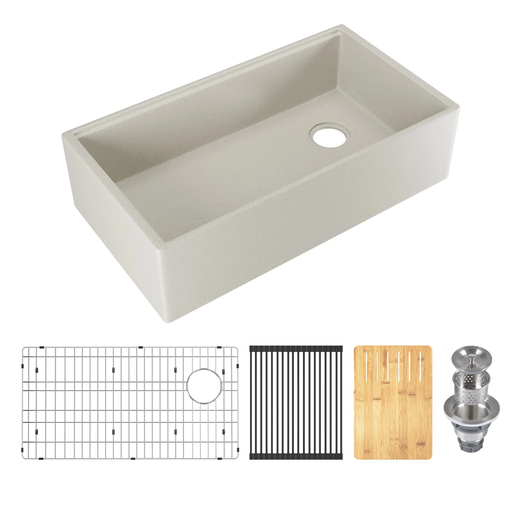 33" L x 18" W Rectangular Workstation Undermount Kitchen Sink, Natural Material With Multiple Colors - Image 28