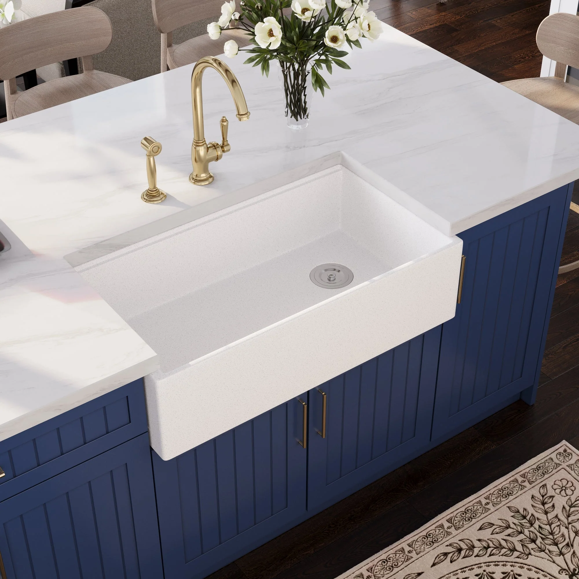 33" L x 18" W Rectangular Workstation Undermount Kitchen Sink, Natural Material With Multiple Colors - Image 4