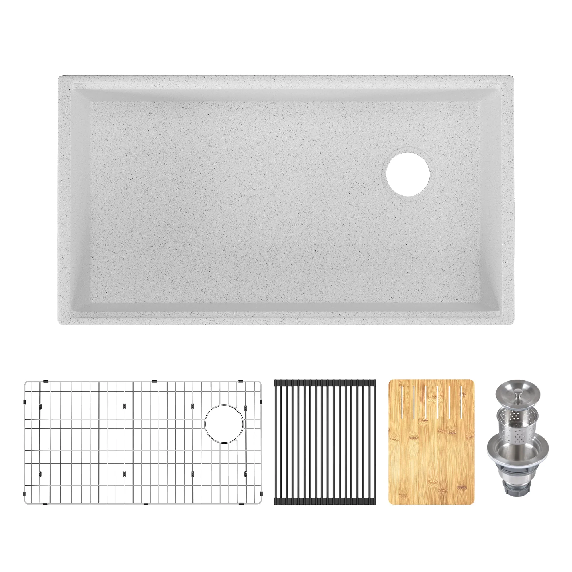 33" L x 18" W Rectangular Workstation Undermount Kitchen Sink, Natural Material With Multiple Colors - Image 5