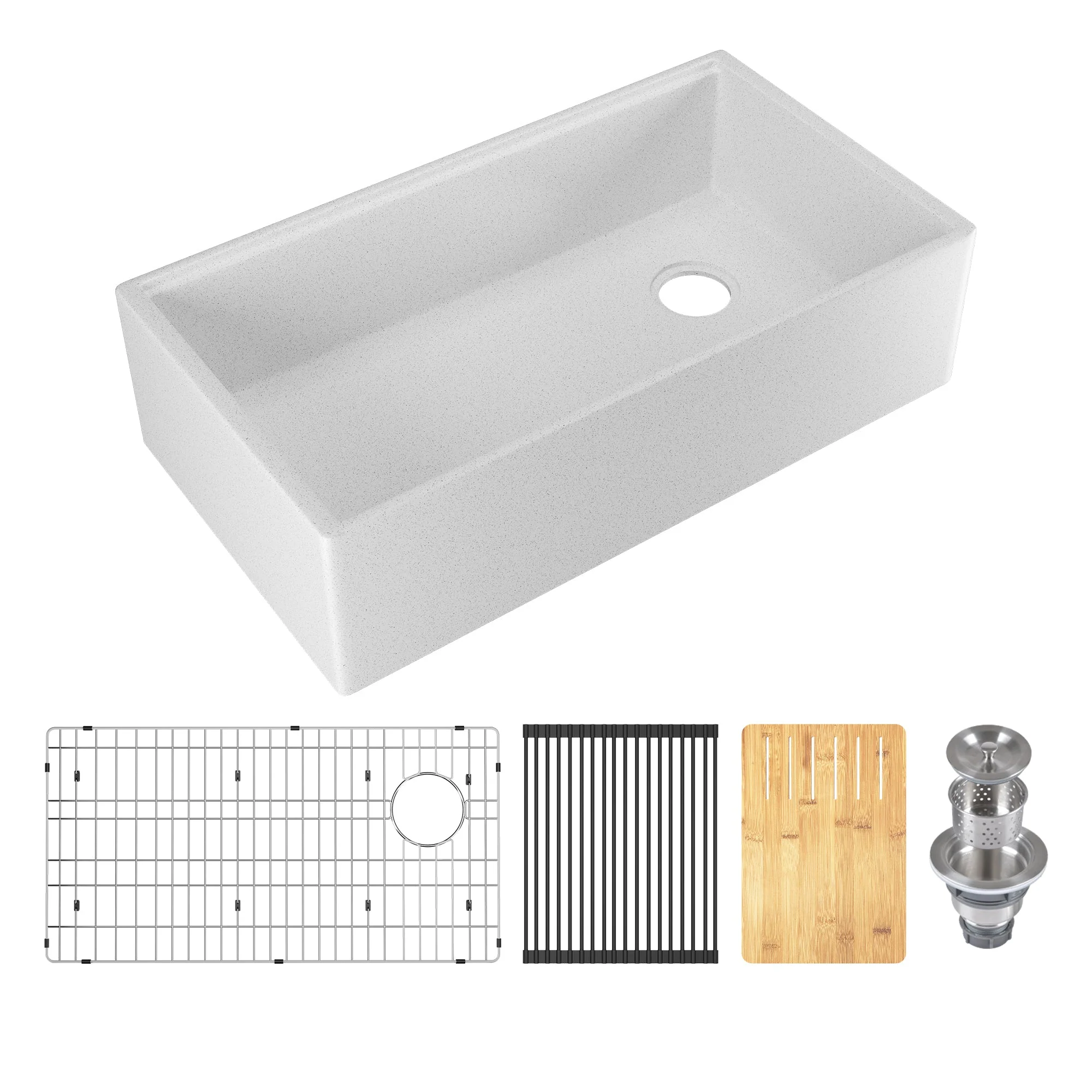 33" L x 18" W Rectangular Workstation Undermount Kitchen Sink, Natural Material With Multiple Colors - Image 6