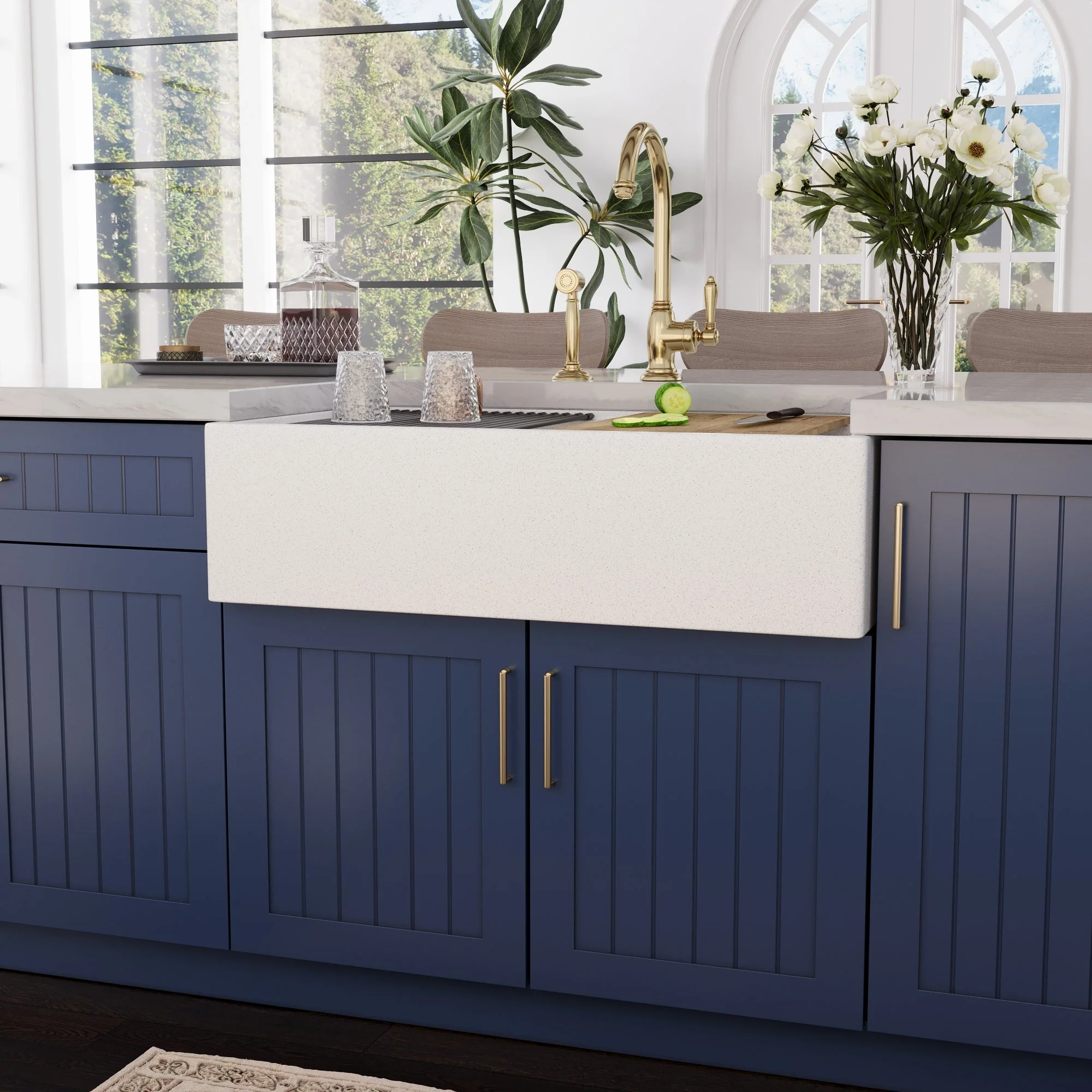 33" L x 18" W Rectangular Workstation Undermount Kitchen Sink, Natural Material With Multiple Colors - Image 7