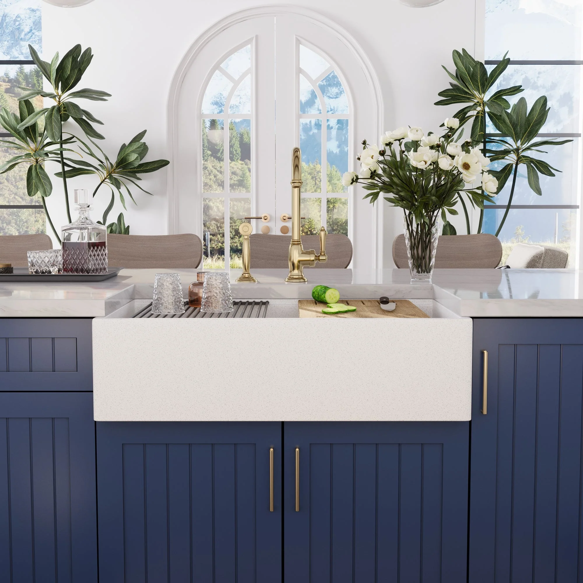 33" L x 18" W Rectangular Workstation Undermount Kitchen Sink, Natural Material With Multiple Colors - Image 8