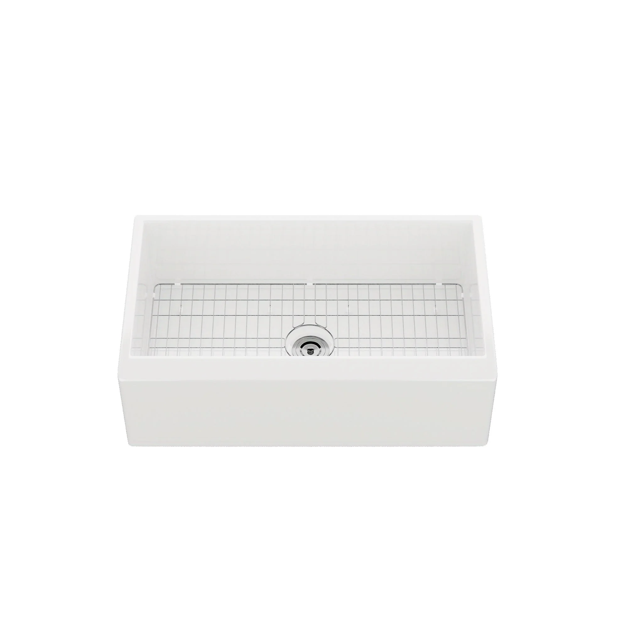 DeerValley 33" L x 20" W White Farmhouse Kitchen Sink, Fireclay Apron Front Farm Sink with Sink Grid & Basket Strainer - Image 7