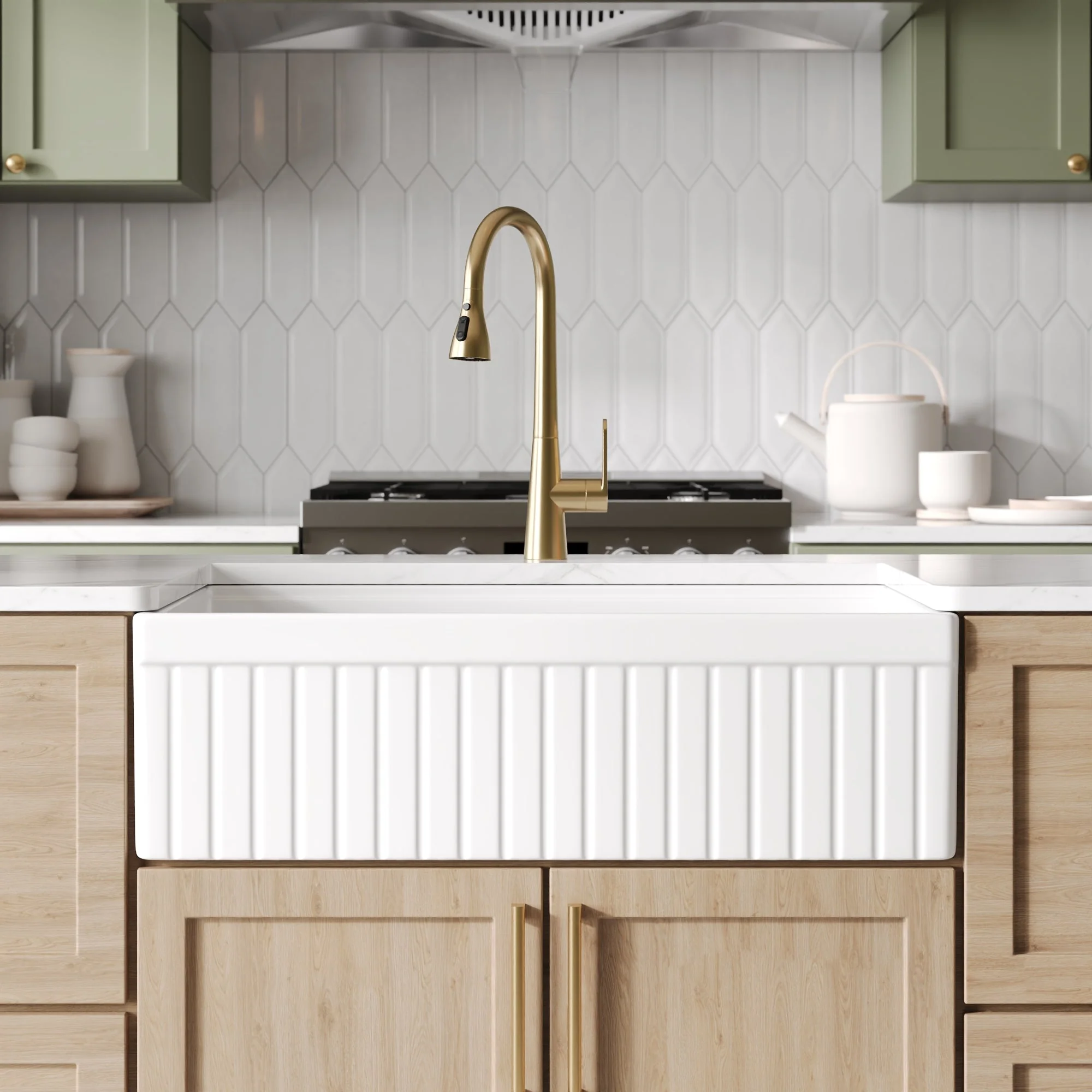 DeerValley DV-1K0263 Farmhouse Kitchen Sinks Chef Workstation Fireclay 33-Inch - Image 5