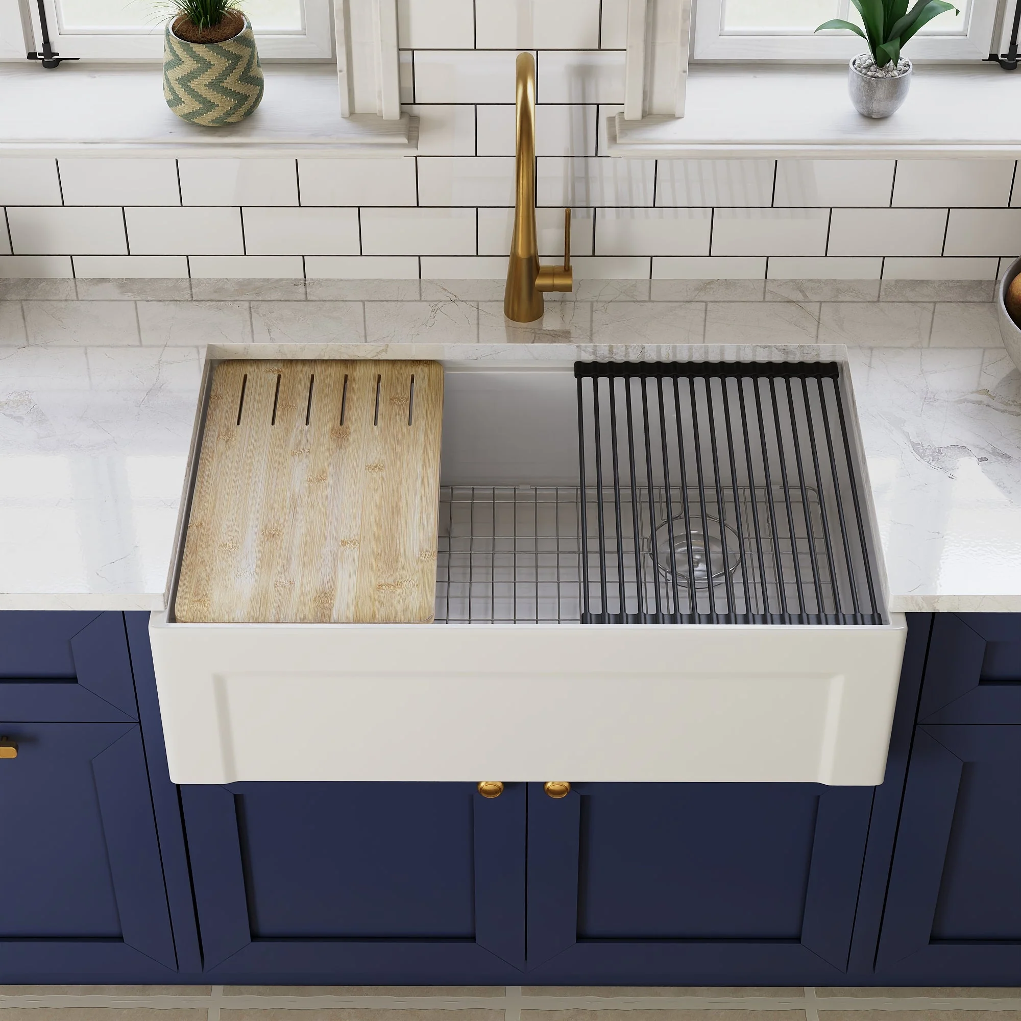 DeerValley DV-1K0265 Workstation Kitchen Sink – Reversible Apron, Spacious Single Bowl - Image 14