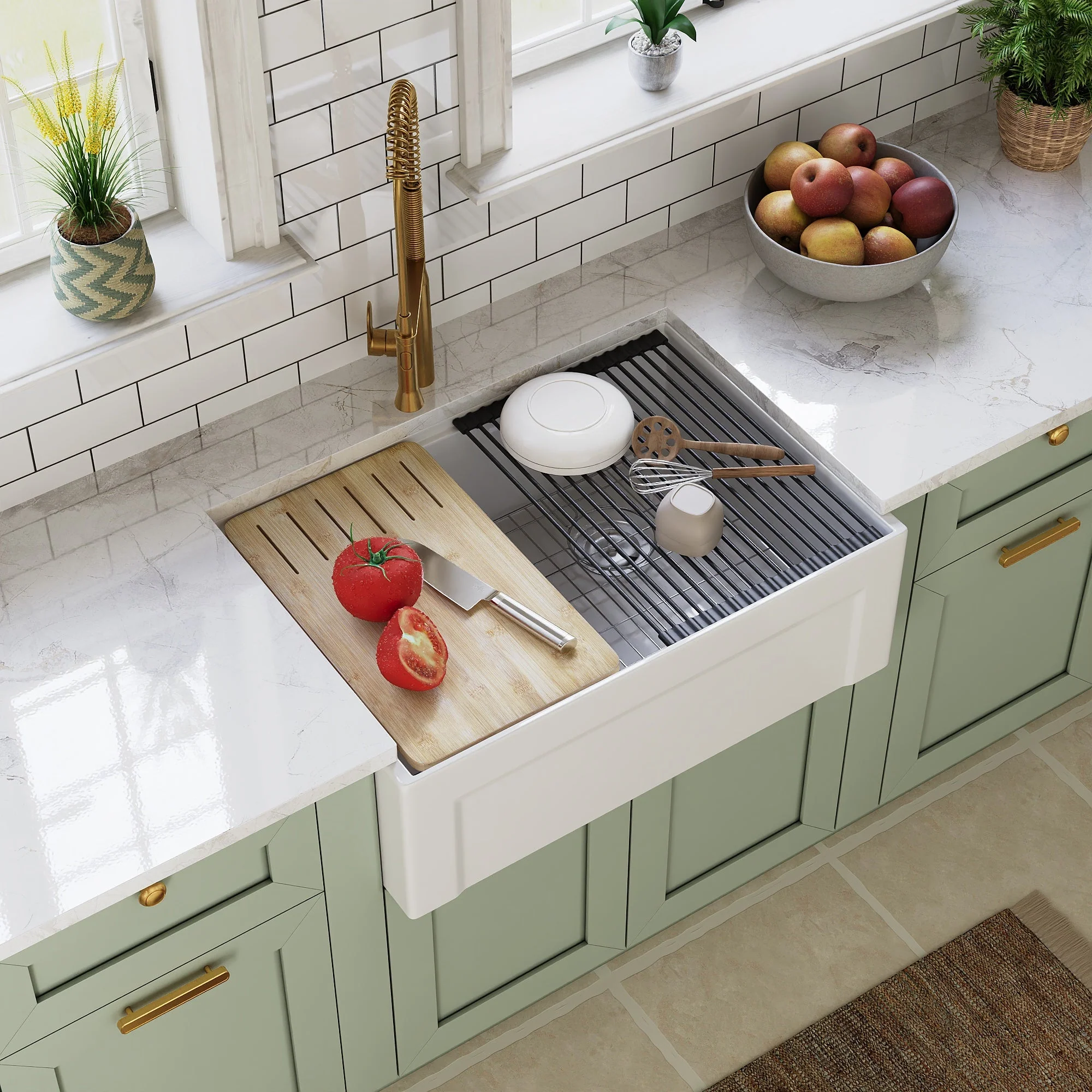 DeerValley DV-1K0265 Workstation Kitchen Sink – Reversible Apron, Spacious Single Bowl - Image 4