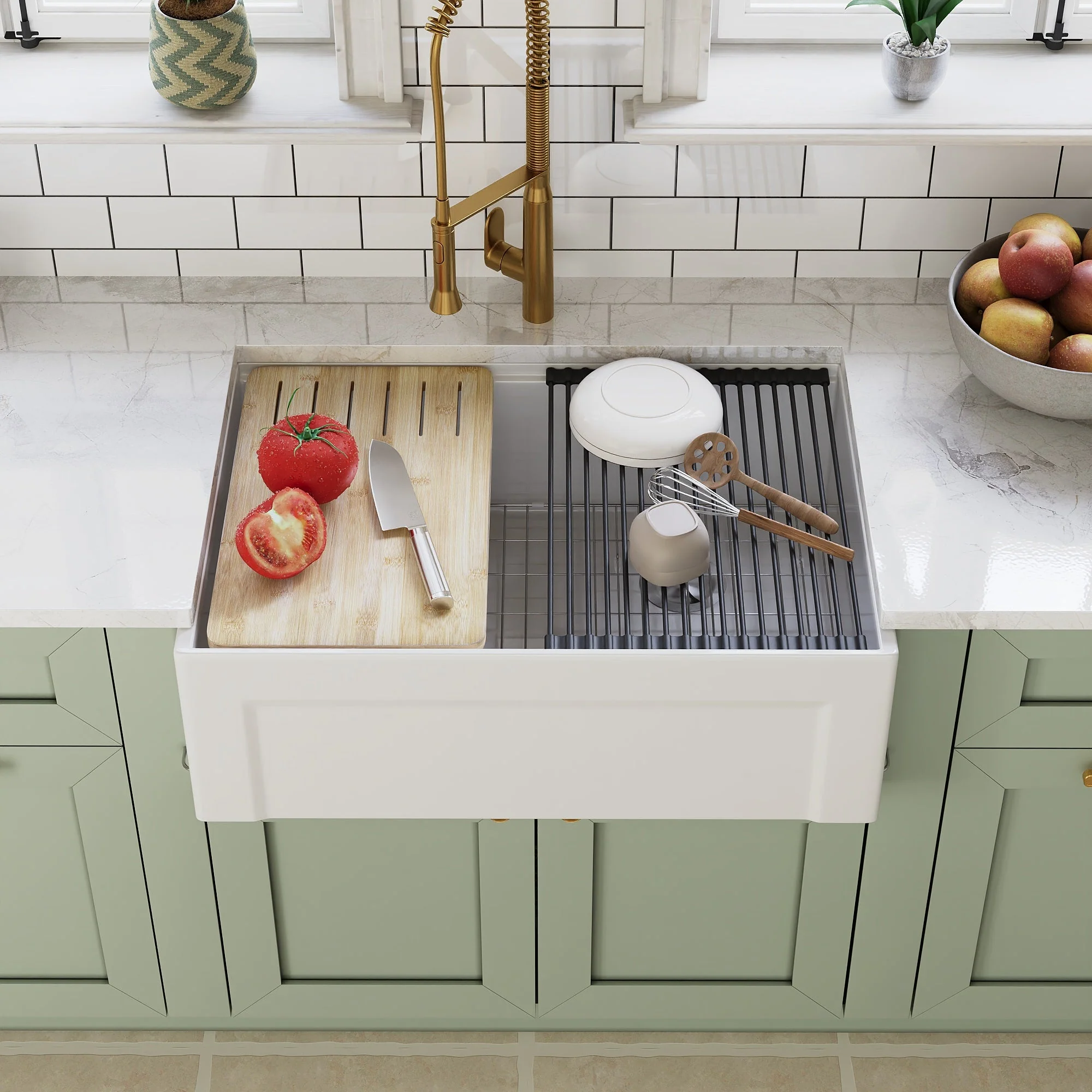 DeerValley DV-1K0265 Workstation Kitchen Sink – Reversible Apron, Spacious Single Bowl - Image 6