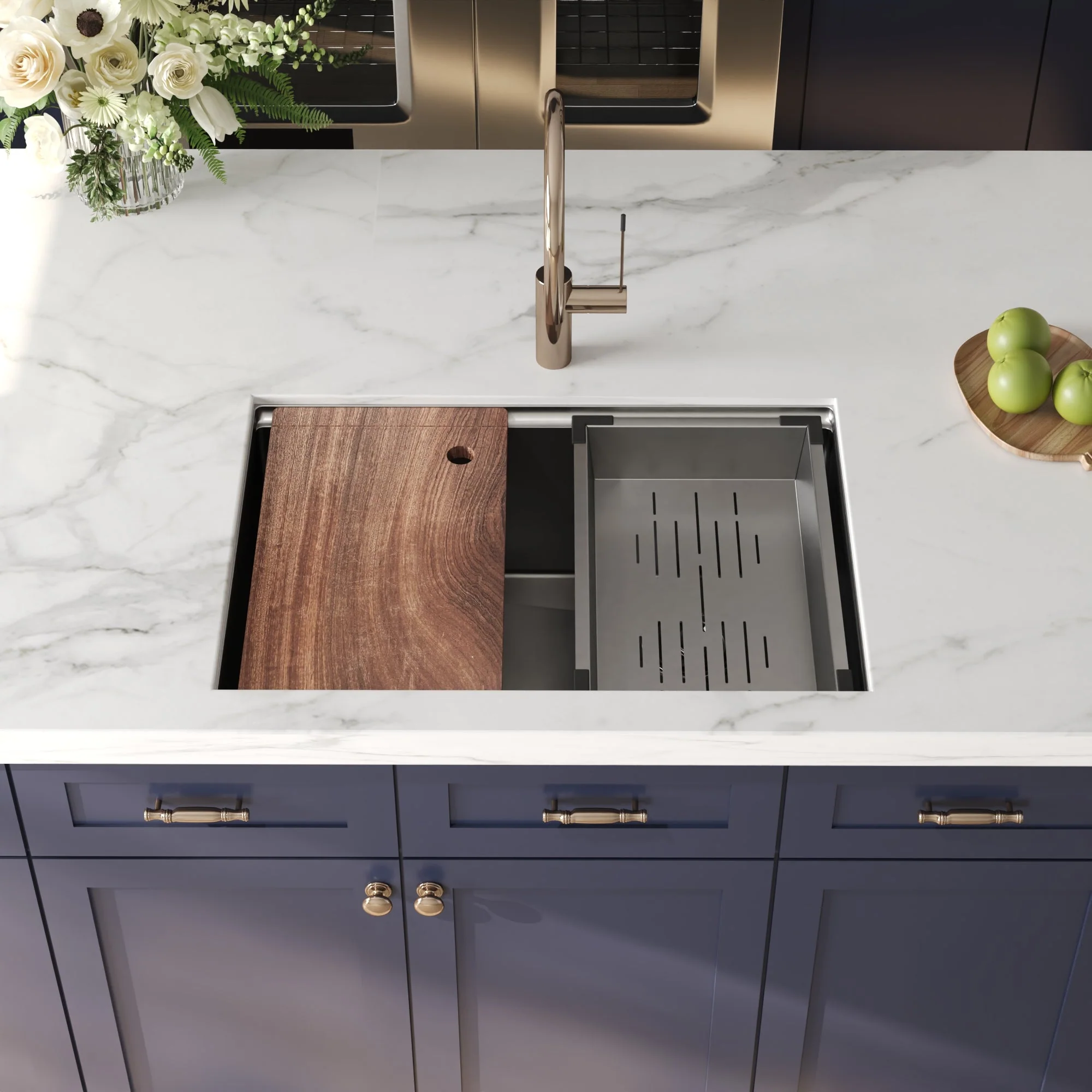 DeerValley DV-1K0329 Stainless Steel Kitchen Sinks Slide-Ledge Prep 18G Silent Undermount - Image 10