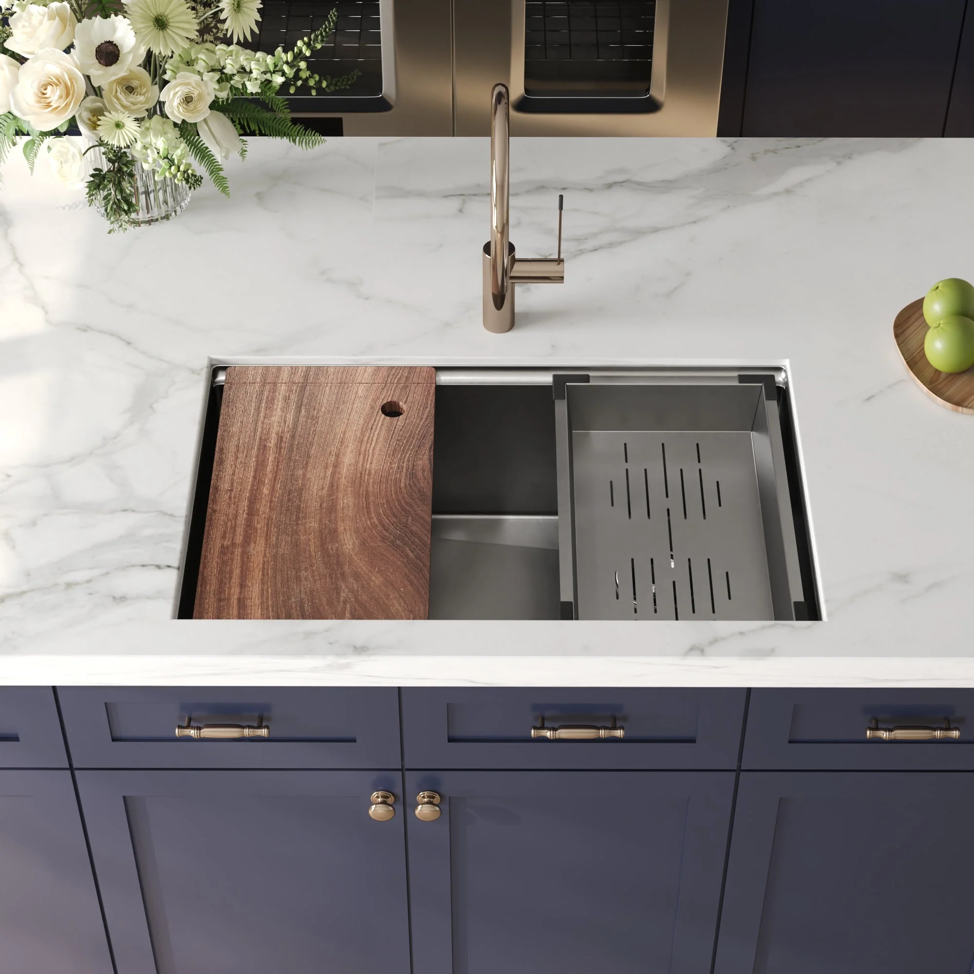 DeerValley DV-1K0329 Stainless Steel Kitchen Sinks Slide-Ledge Prep 18G Silent Undermount - Image 19