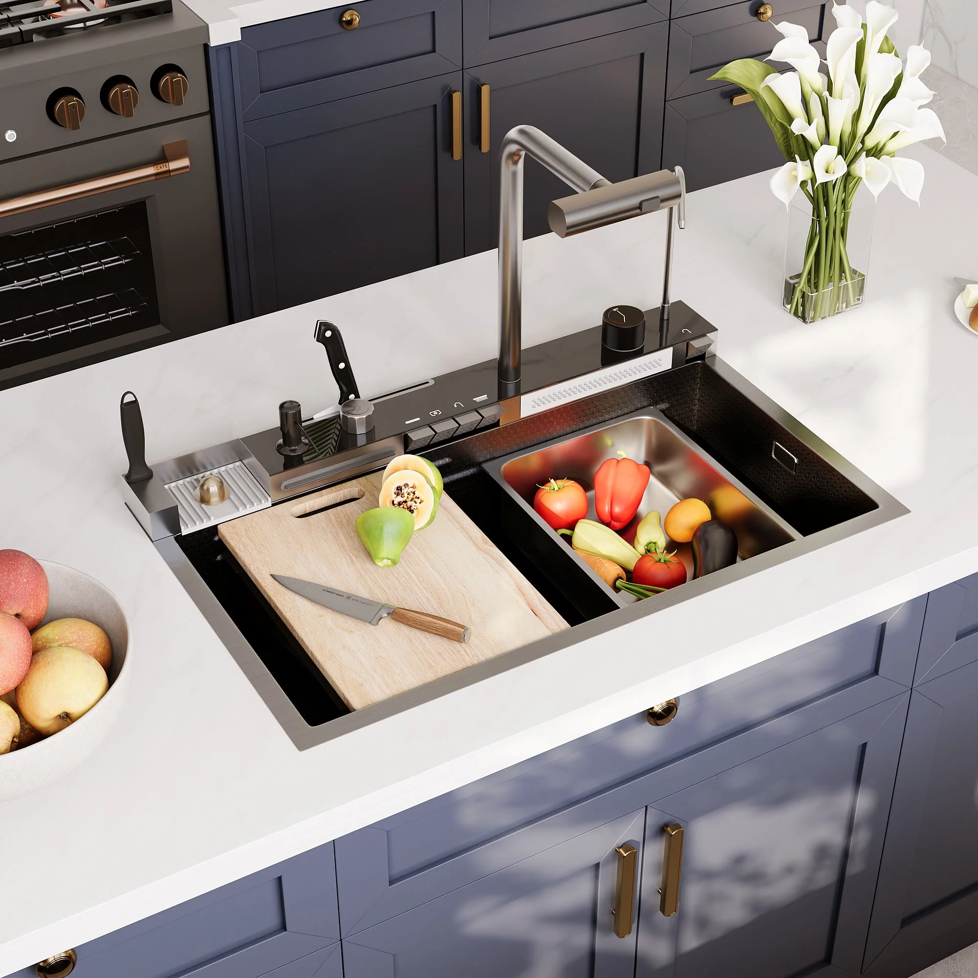 DeerValley DV-1K0348/DV-1K0349 Stainless Steel Kitchen Sinks Smart Control 4-Mode Spray - Image 11