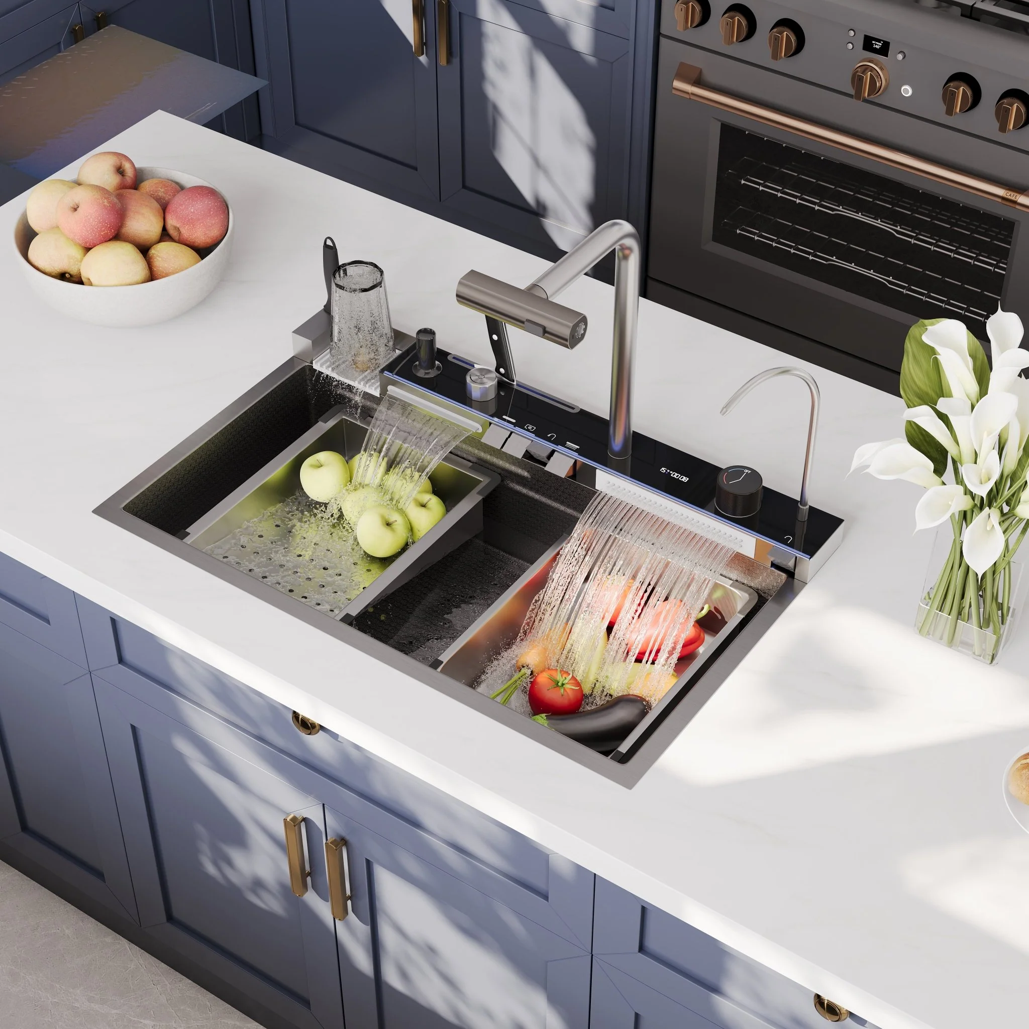 DeerValley DV-1K0348/DV-1K0349 Stainless Steel Kitchen Sinks Smart Control 4-Mode Spray - Image 12