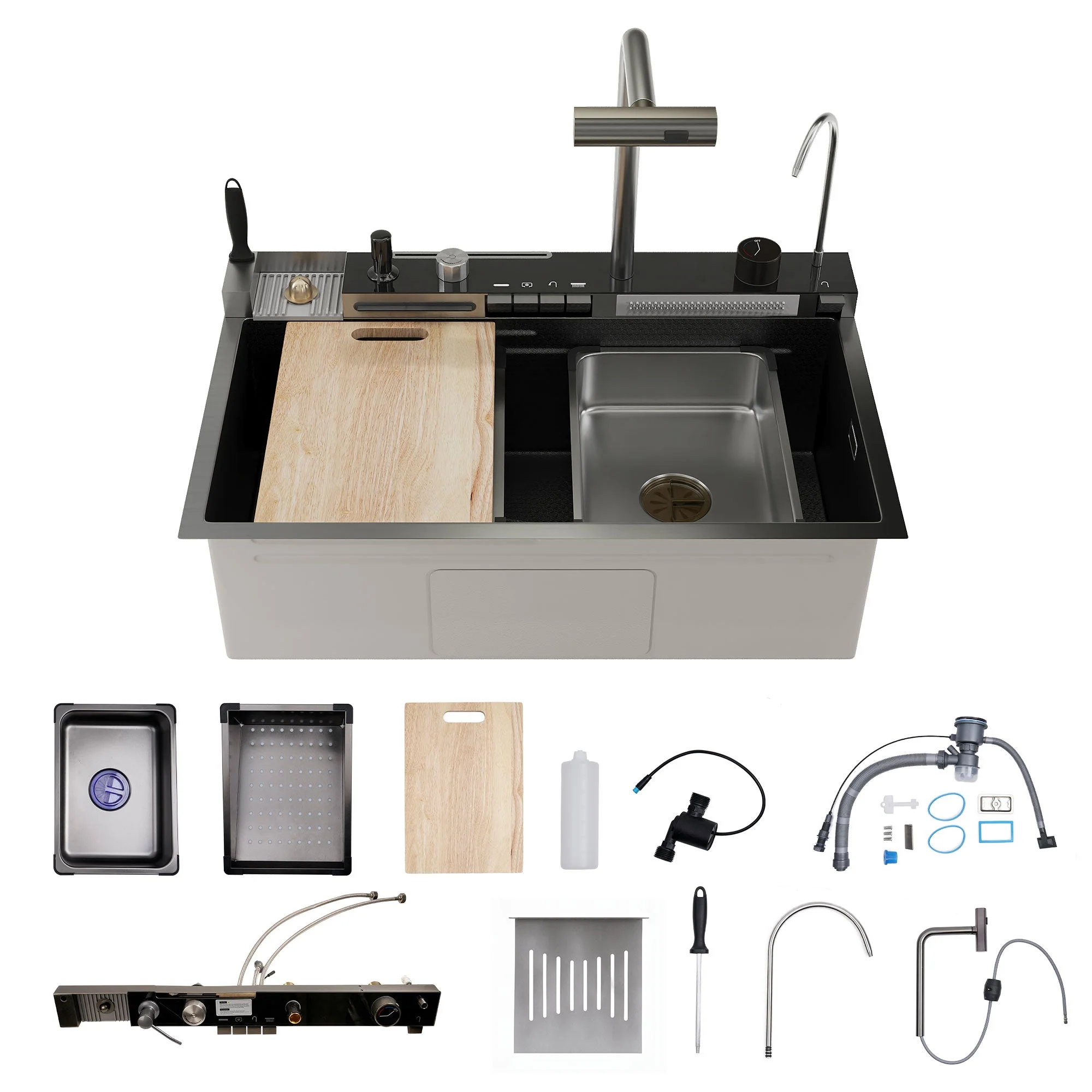 DeerValley DV-1K0348/DV-1K0349 Stainless Steel Kitchen Sinks Smart Control 4-Mode Spray - Image 3