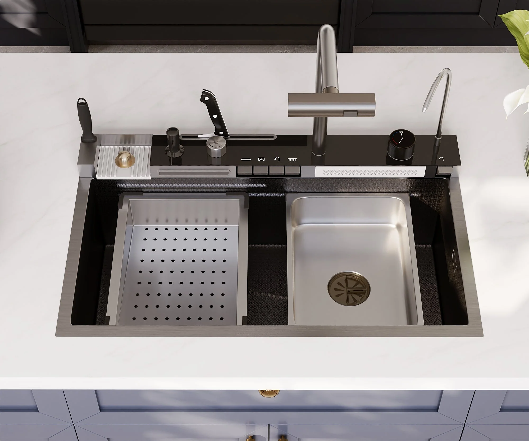 DeerValley DV-1K0348/DV-1K0349 Stainless Steel Kitchen Sinks Smart Control 4-Mode Spray - Image 8