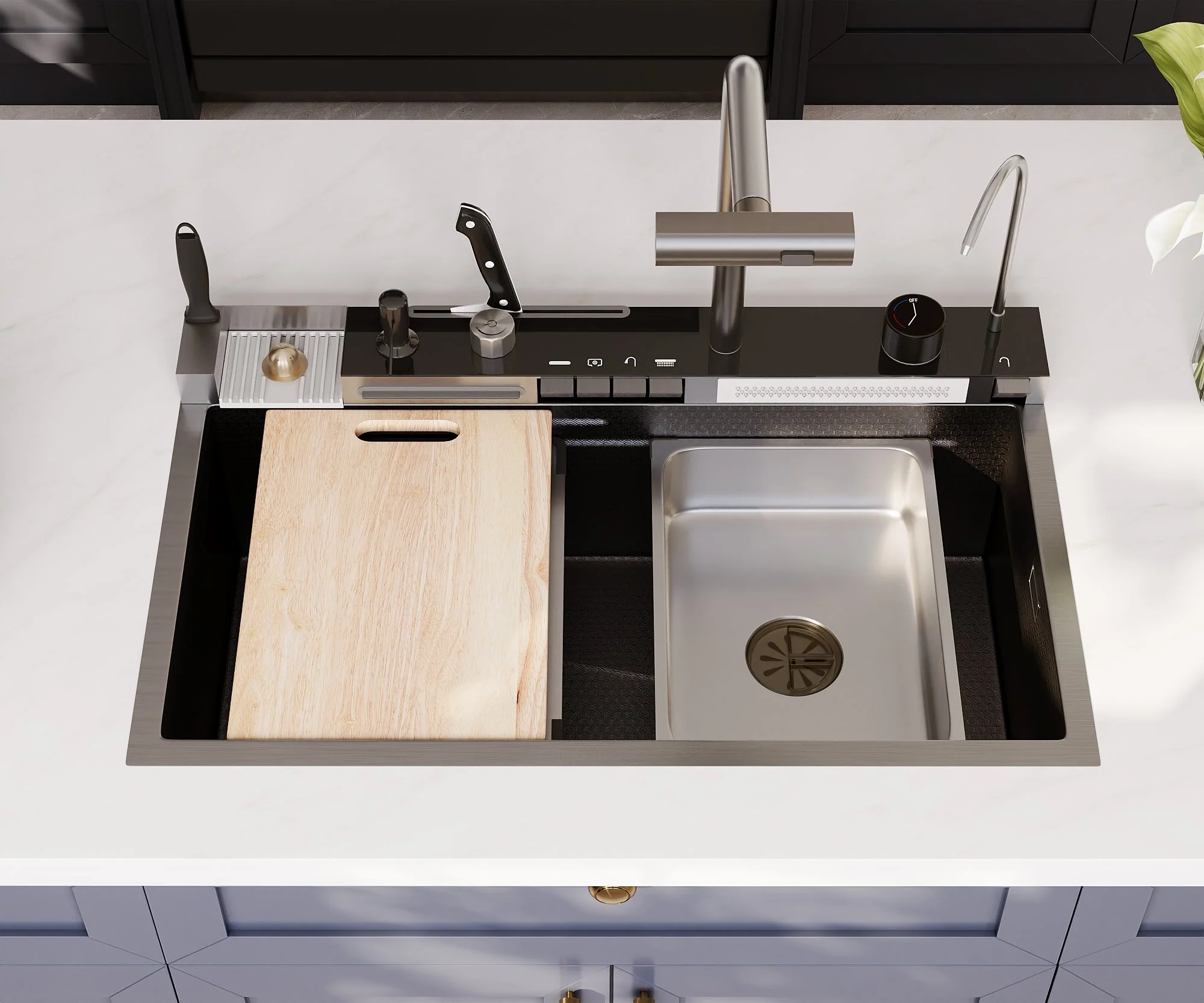 DeerValley DV-1K0348/DV-1K0349 Stainless Steel Kitchen Sinks Smart Control 4-Mode Spray - Image 9
