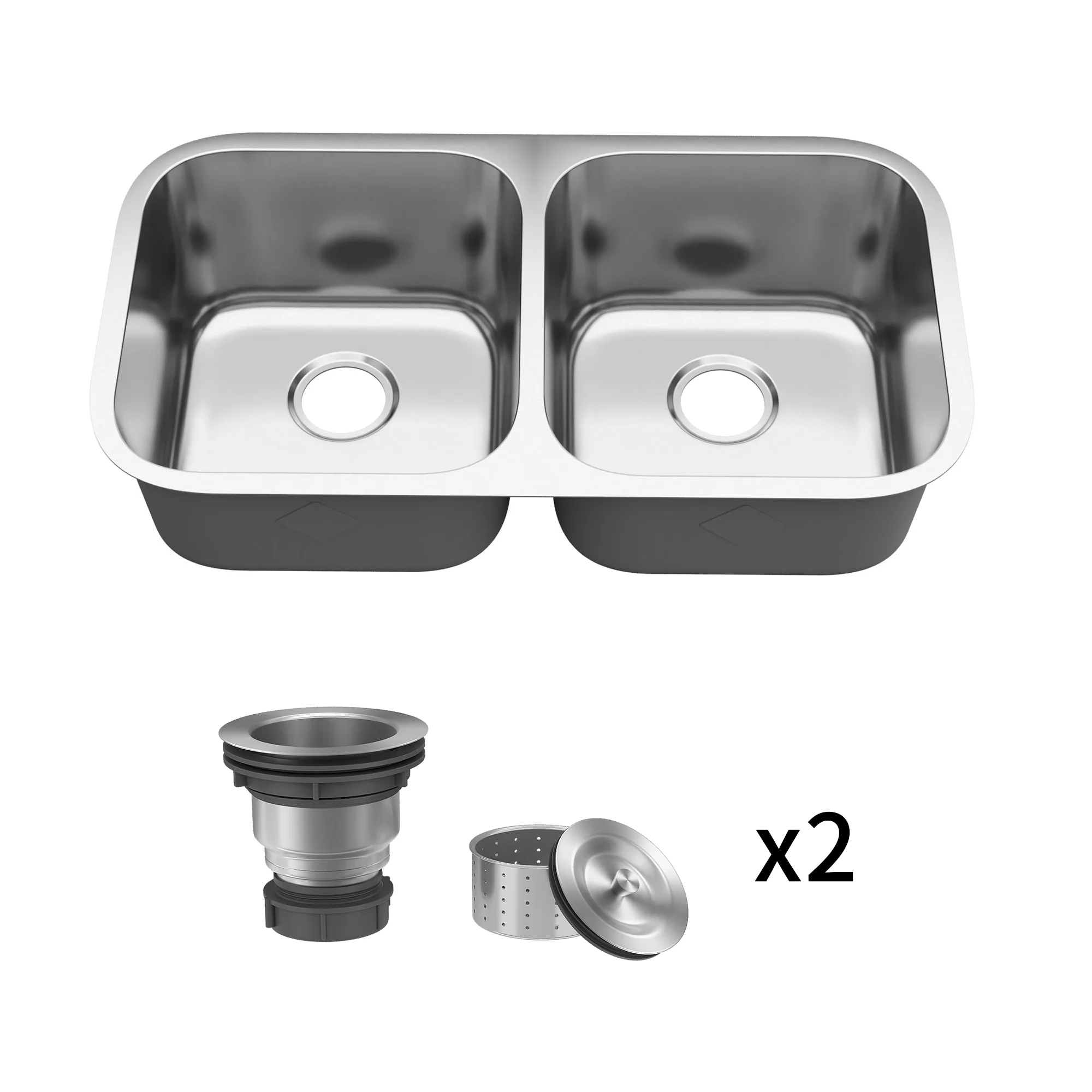 DeerValley 32-Inch Undermount Double Bowl Kitchen Sink, 50/50 18 Gauge Stainless Steel Kitchen Sink, Spacious Double Basin Design Sinks with Basket Strainer, Undermount Sinks for Modern Kitchens - Image 21