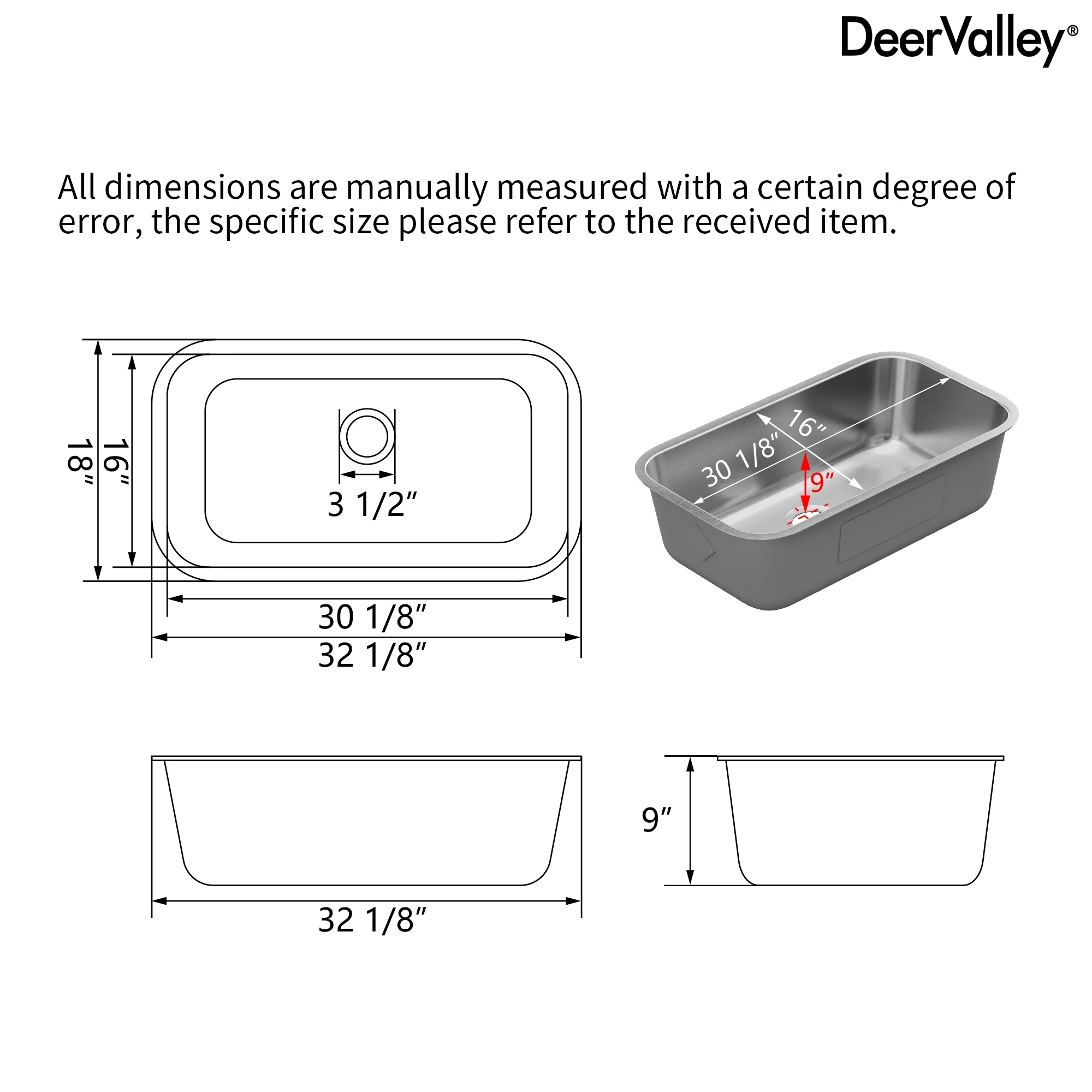 DeerValley 32-Inch Undermount Double Bowl Kitchen Sink, 50/50 18 Gauge Stainless Steel Kitchen Sink, Spacious Double Basin Design Sinks with Basket Strainer, Undermount Sinks for Modern Kitchens - Image 5
