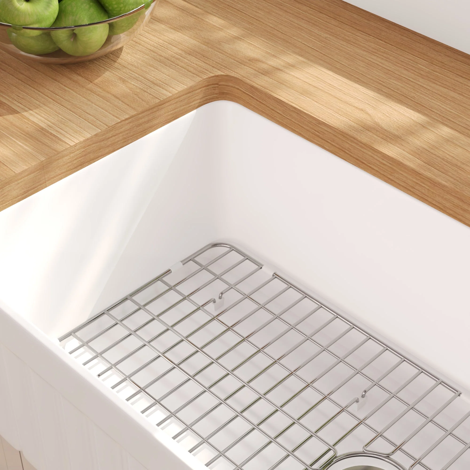 DeerValley Solstice Fireclay Farmhouse Sink,  35.5"L x 18"W Farmhouse Kitchen Sink White Large Single Bowl Farm Sink Reversible Apron Front with Sink Grid and Basket Strainer, DV-1K0377 - Image 6
