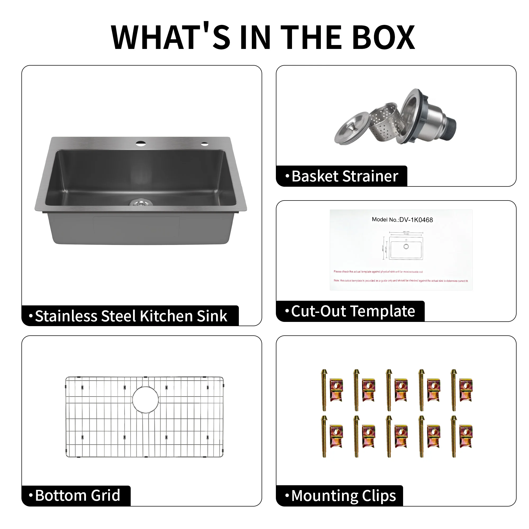 DeerValley DV-1K0468 Drop-In Sink 33 Inch Single Bowl Stainless Steel with Grid and Fast Drain - Image 10