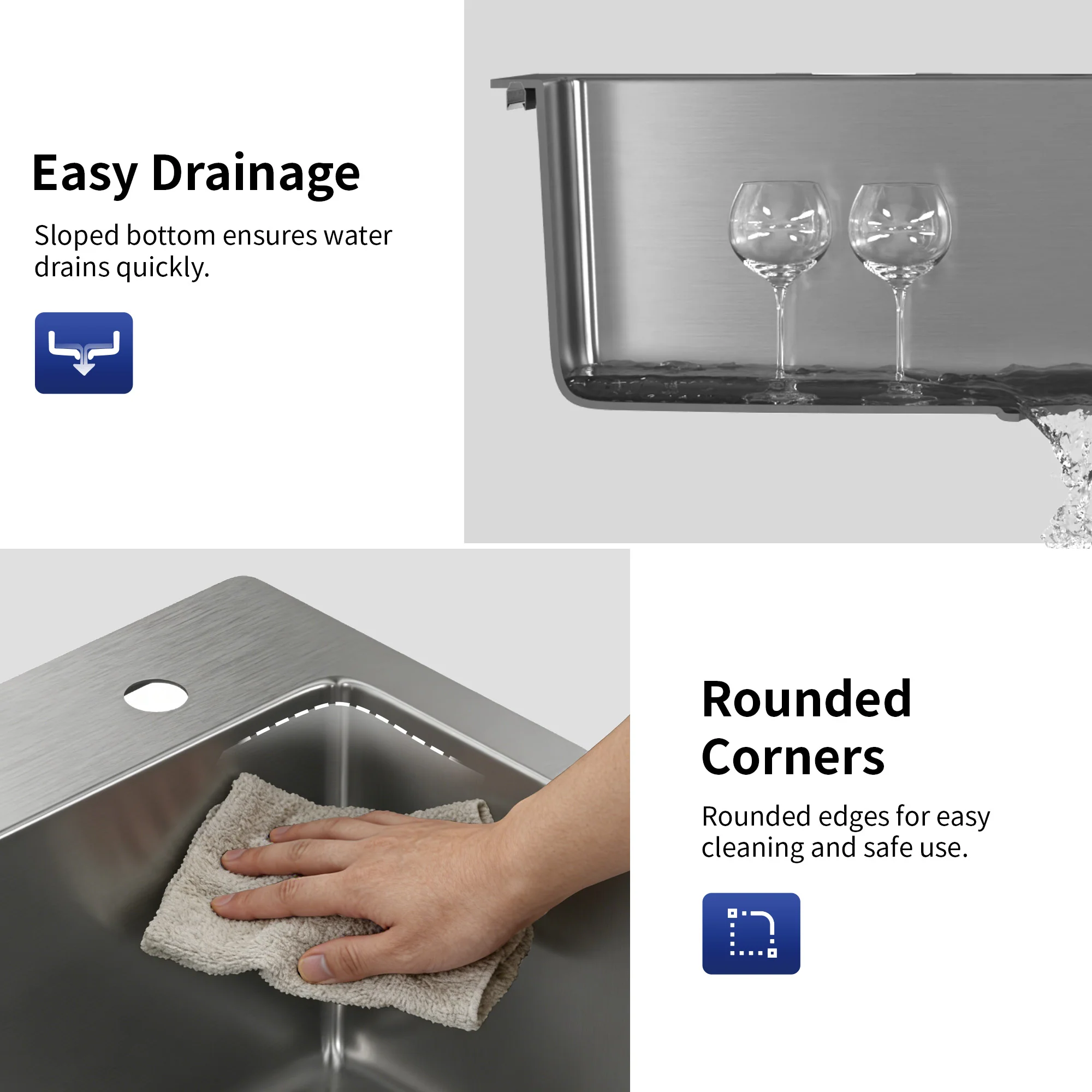 DeerValley DV-1K0468 Drop-In Sink 33 Inch Single Bowl Stainless Steel with Grid and Fast Drain - Image 5