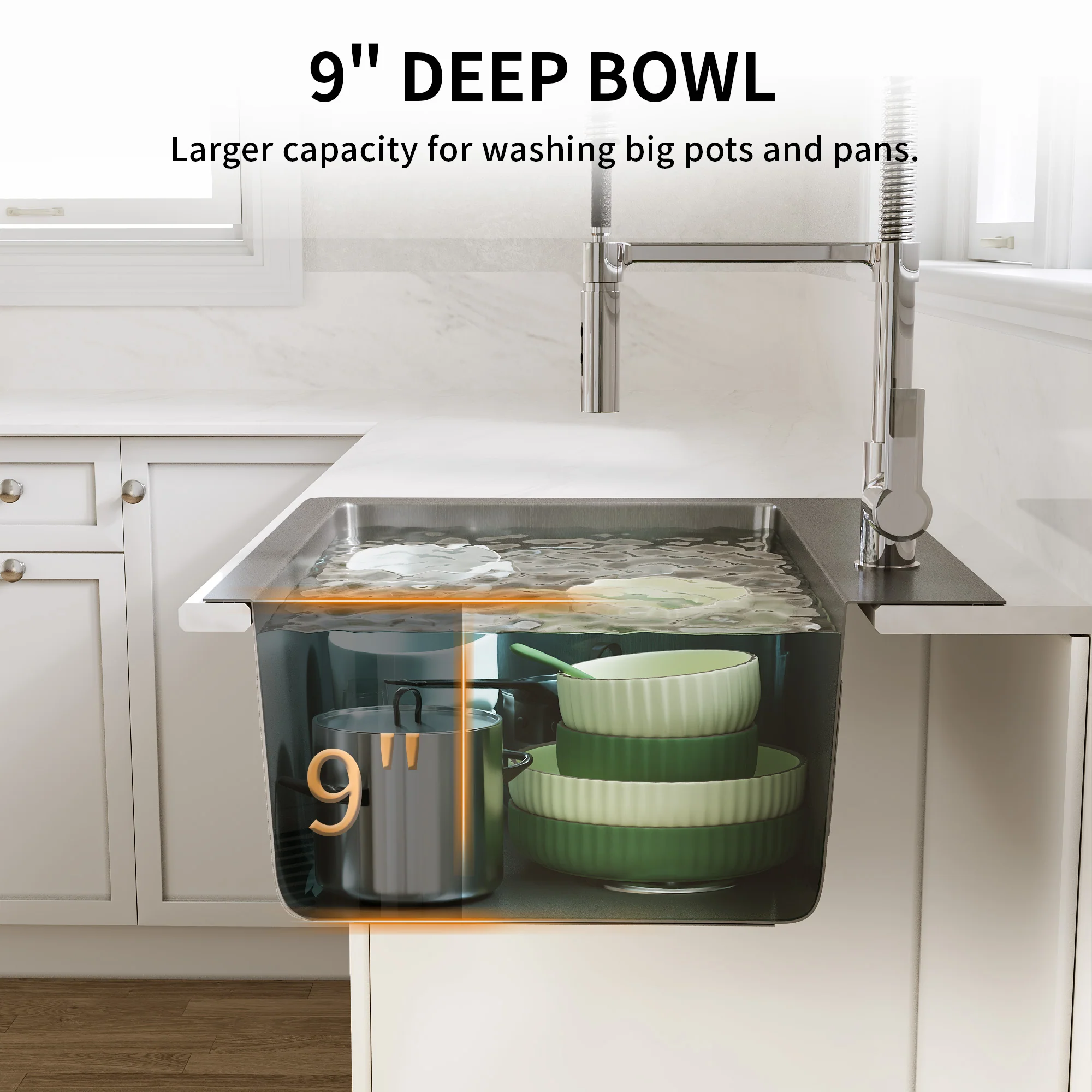 DeerValley DV-1K0468 Drop-In Sink 33 Inch Single Bowl Stainless Steel with Grid and Fast Drain - Image 7