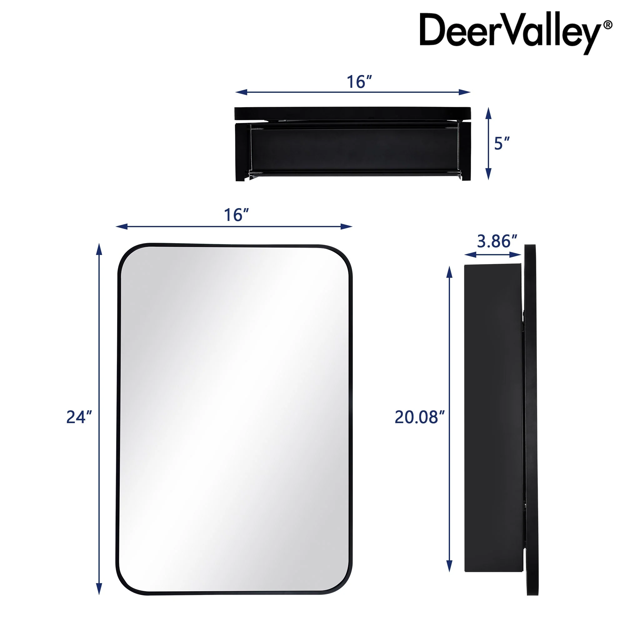 Rectangular Bathroom Medicine Cabinet, Adjustable Shelves With Mirror - Image 10