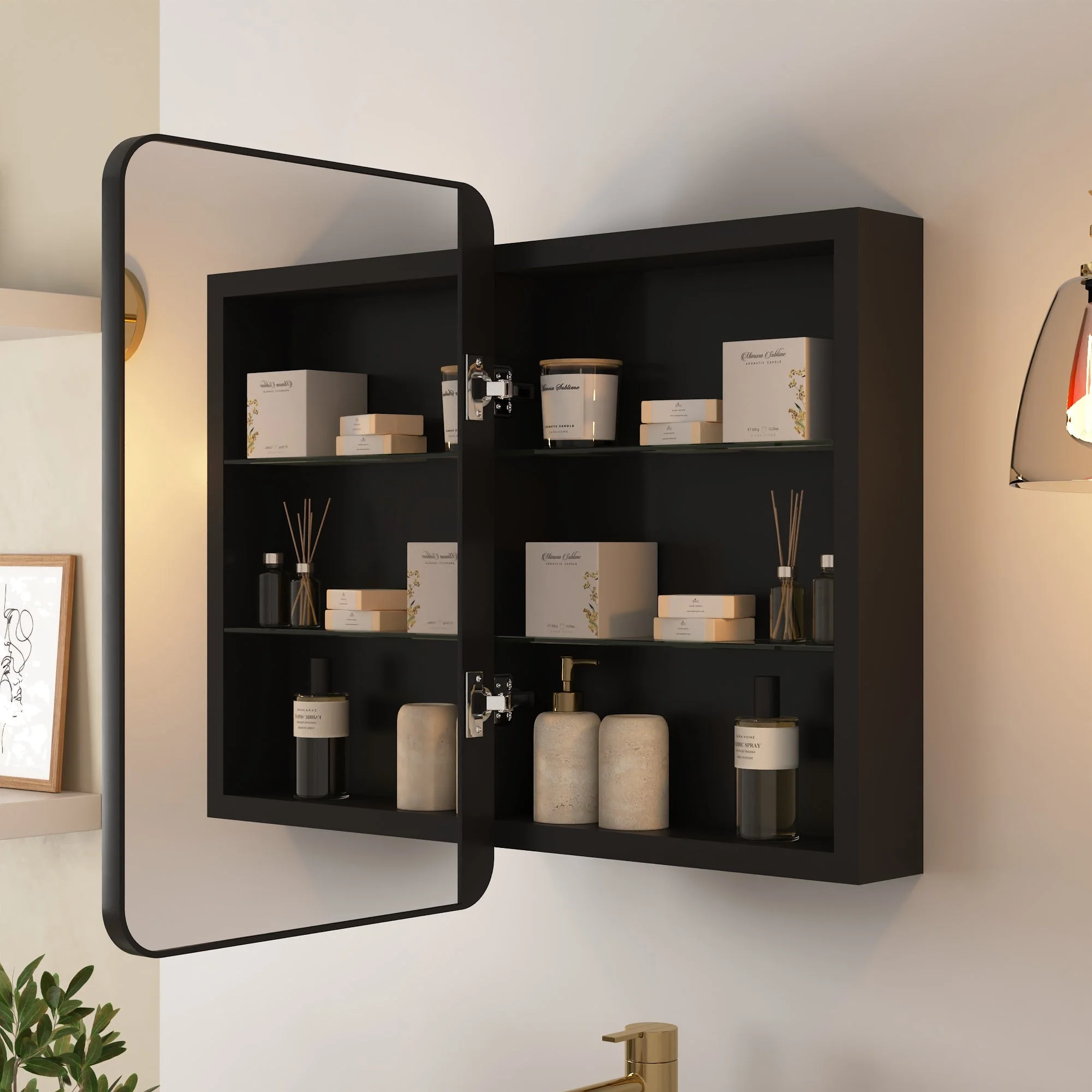 Rectangular Bathroom Medicine Cabinet, Adjustable Shelves With Mirror - Image 7