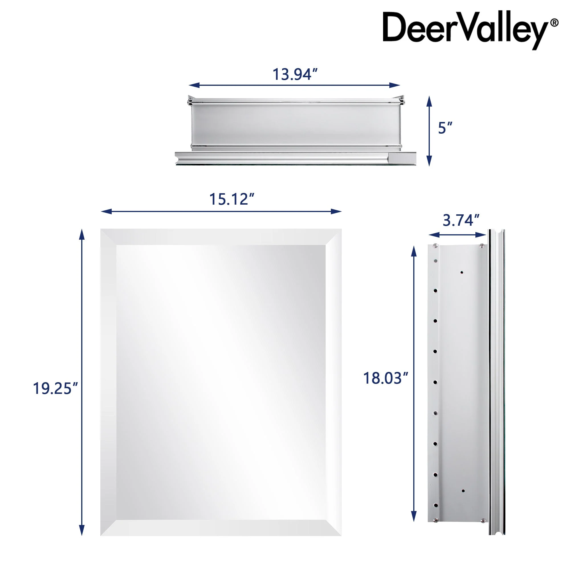 DeerValley DV-1MC0148 Medicine Cabinets Aluminum Recessed Soft-Close Mirror - Image 10