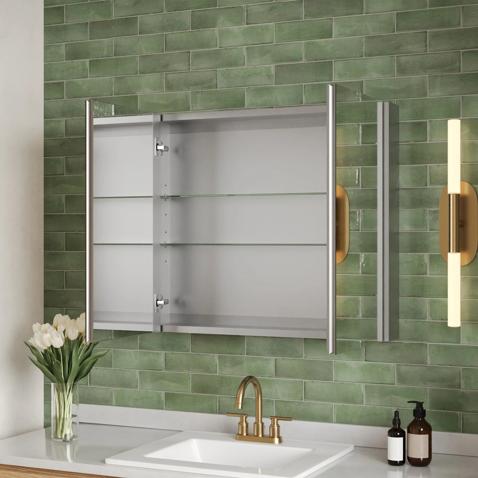 DeerValley DV-1MC0148 Medicine Cabinets Aluminum Recessed Soft-Close Mirror - Image 22