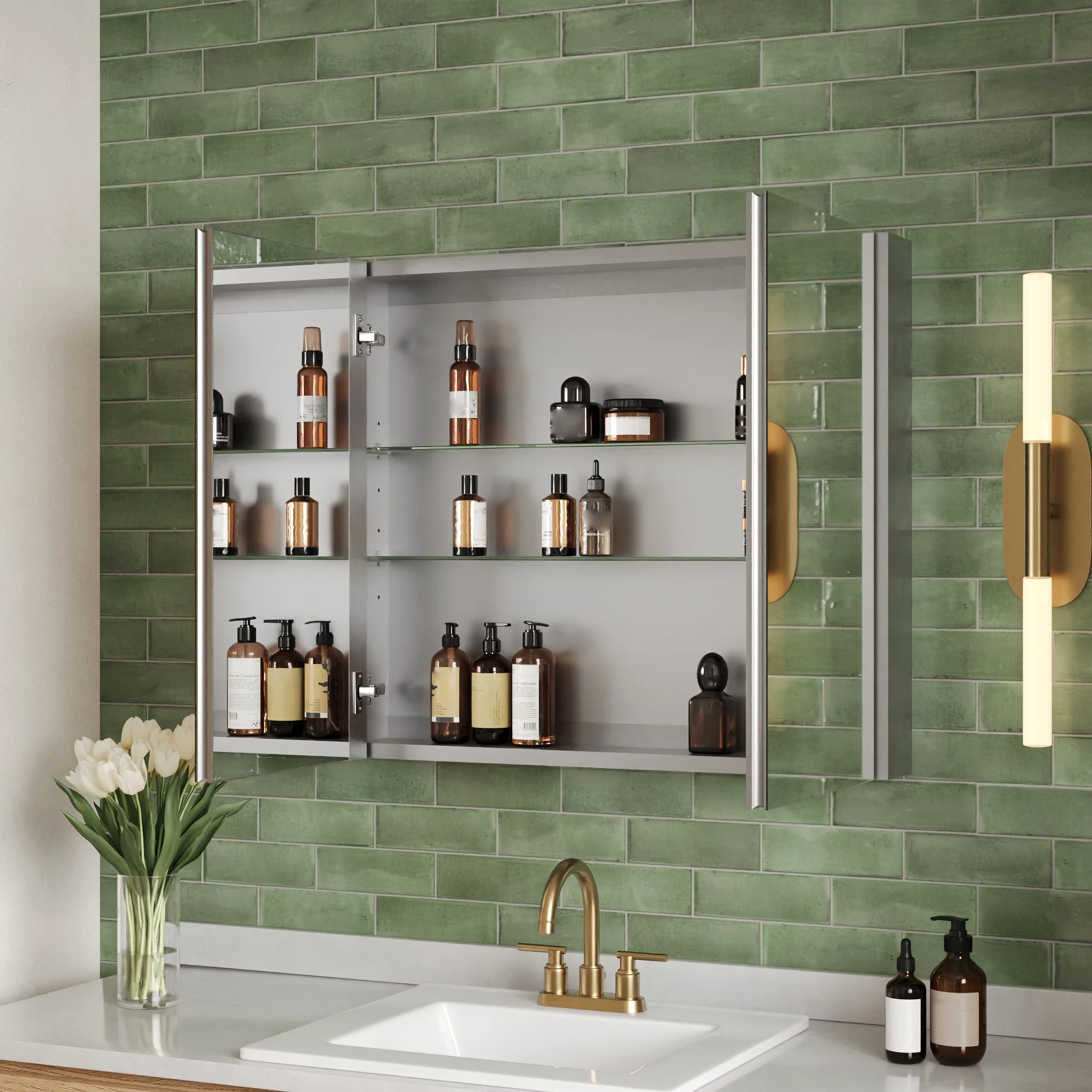 DeerValley DV-1MC0148 Medicine Cabinets Aluminum Recessed Soft-Close Mirror - Image 26