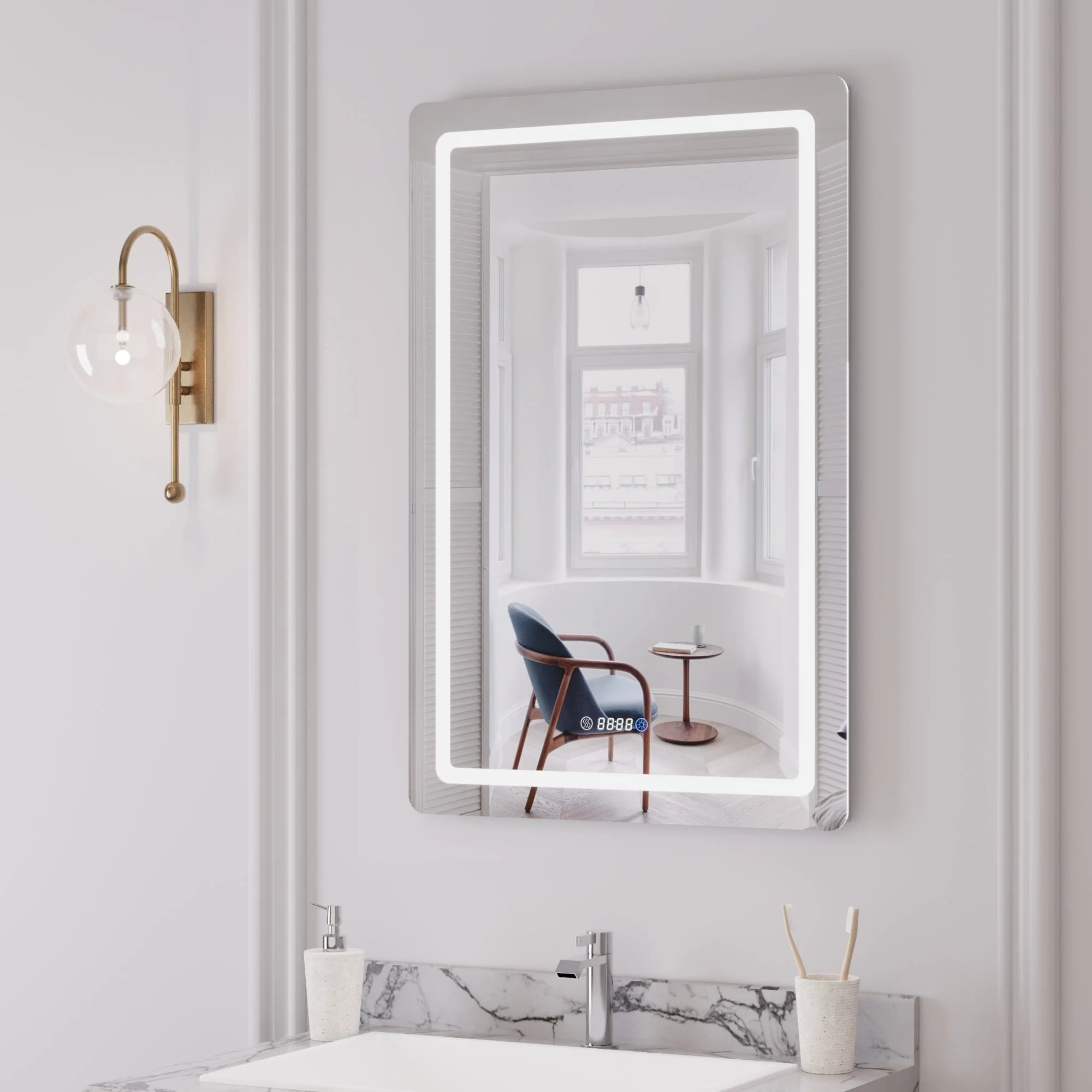 Led Bathroom Mirror with Lights,Smart Dimmable Vanity Mirrors for Wall, Anti-FogTime Mode Control Makeup Mirror - Image 12