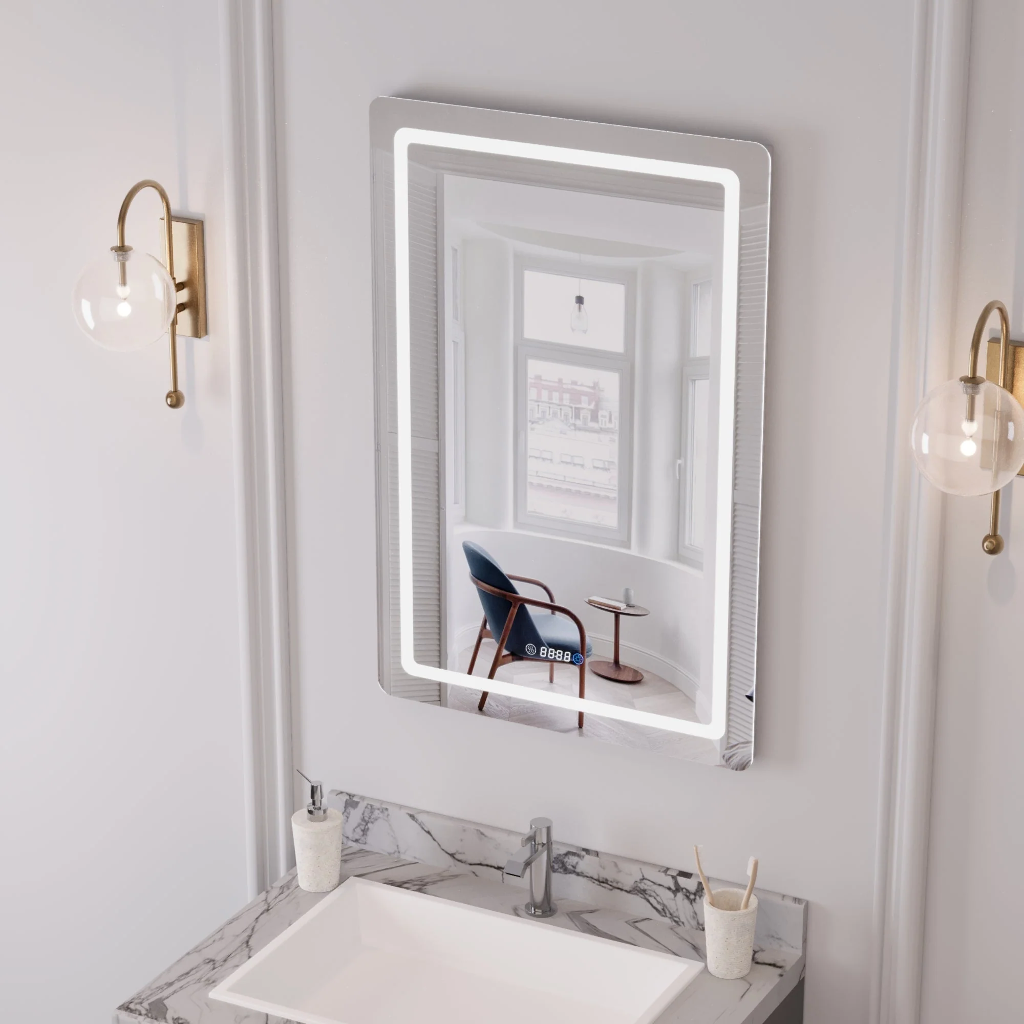 Led Bathroom Mirror with Lights,Smart Dimmable Vanity Mirrors for Wall, Anti-FogTime Mode Control Makeup Mirror - Image 13