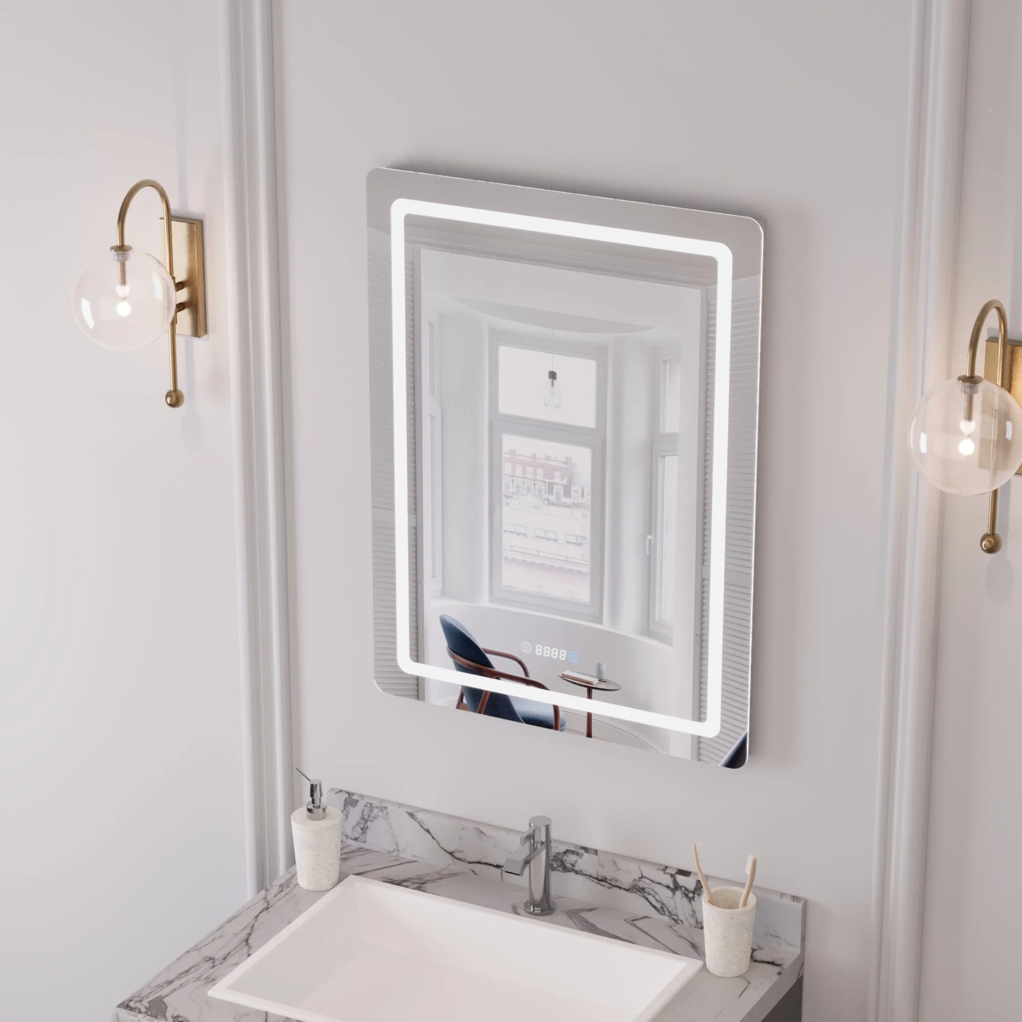 Led Bathroom Mirror with Lights,Smart Dimmable Vanity Mirrors for Wall, Anti-FogTime Mode Control Makeup Mirror - Image 9