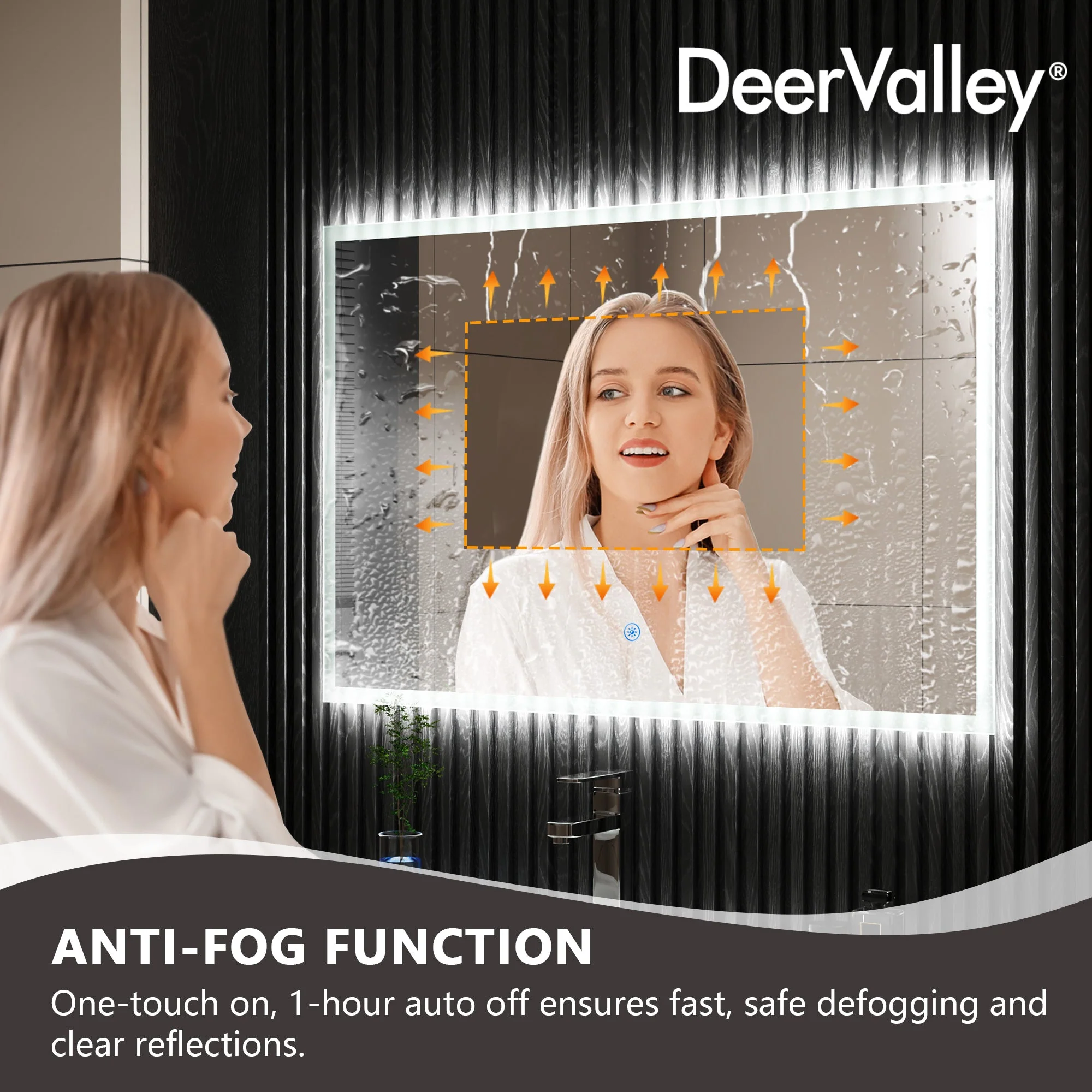 Led Bathroom Mirror with Lights, Smart Dimmable Vanity Mirrors for Wall, Anti-Fog Makeup Mirror - Image 3