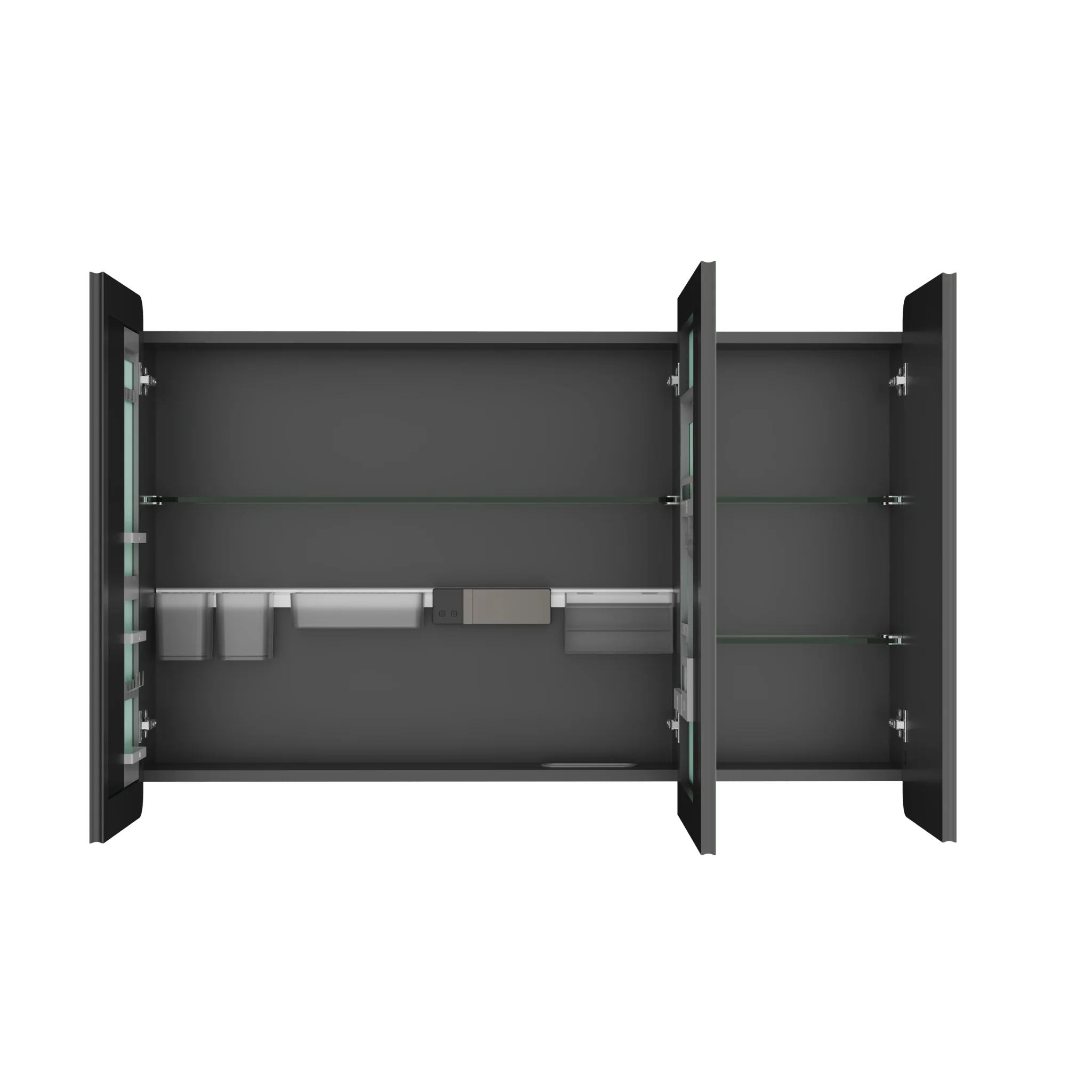 DeerValley Three-Door Wall-Mounted Mirror Cabinet with Black Aluminum Frame and Inner Storage - Image 7