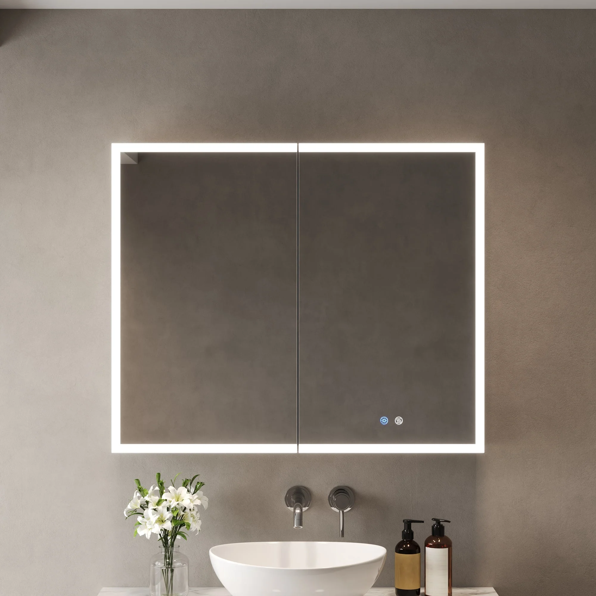 DeerValley Smart LED Mirror Cabinet with Tri-Color Lighting, Stepless Dimming, and Defogger - Image 6