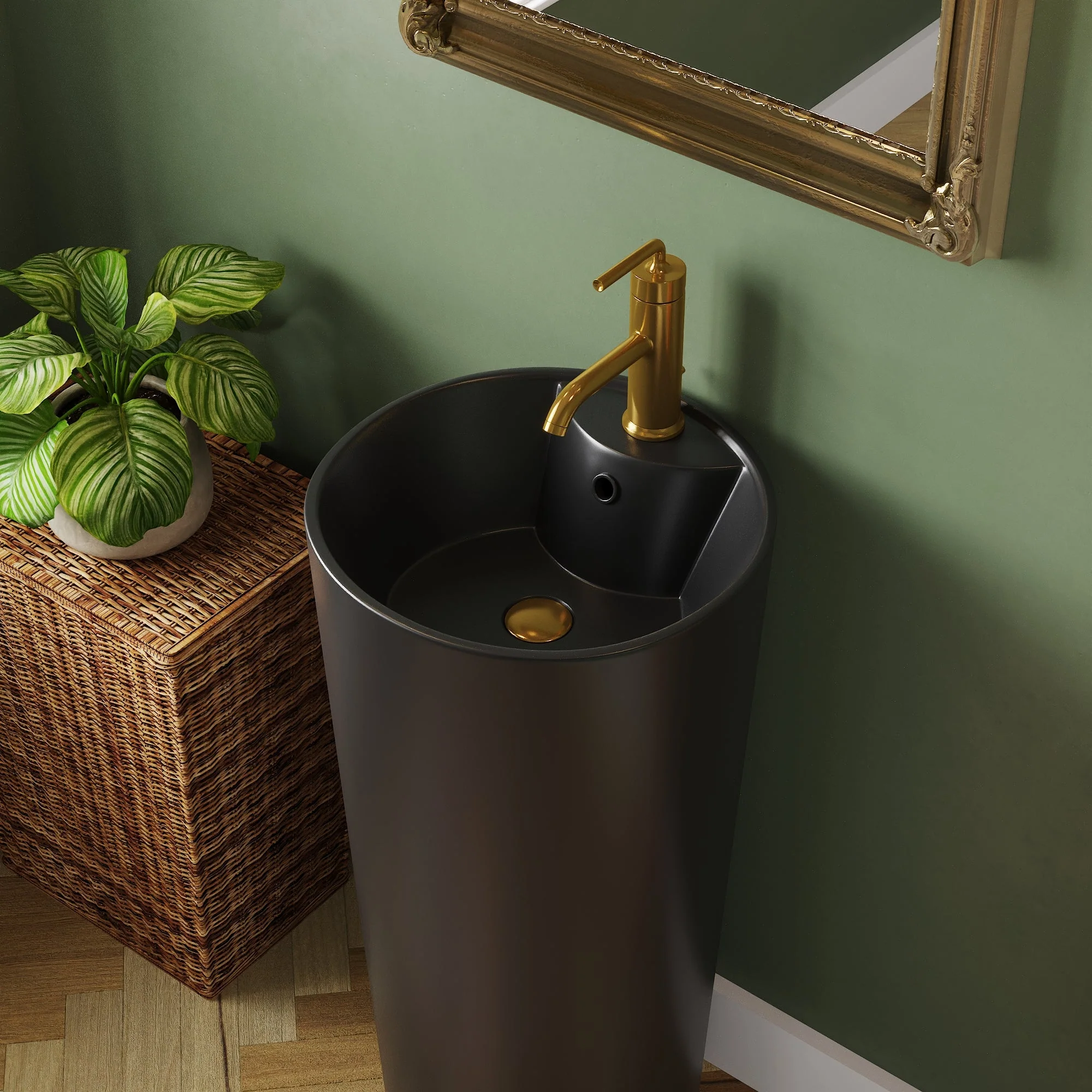 DeerValley DV-1P527 Pedestal Sinks, Minimalist Space-Saving Slim Design, Overflow & Single-Hole Faucet Ready - Image 15