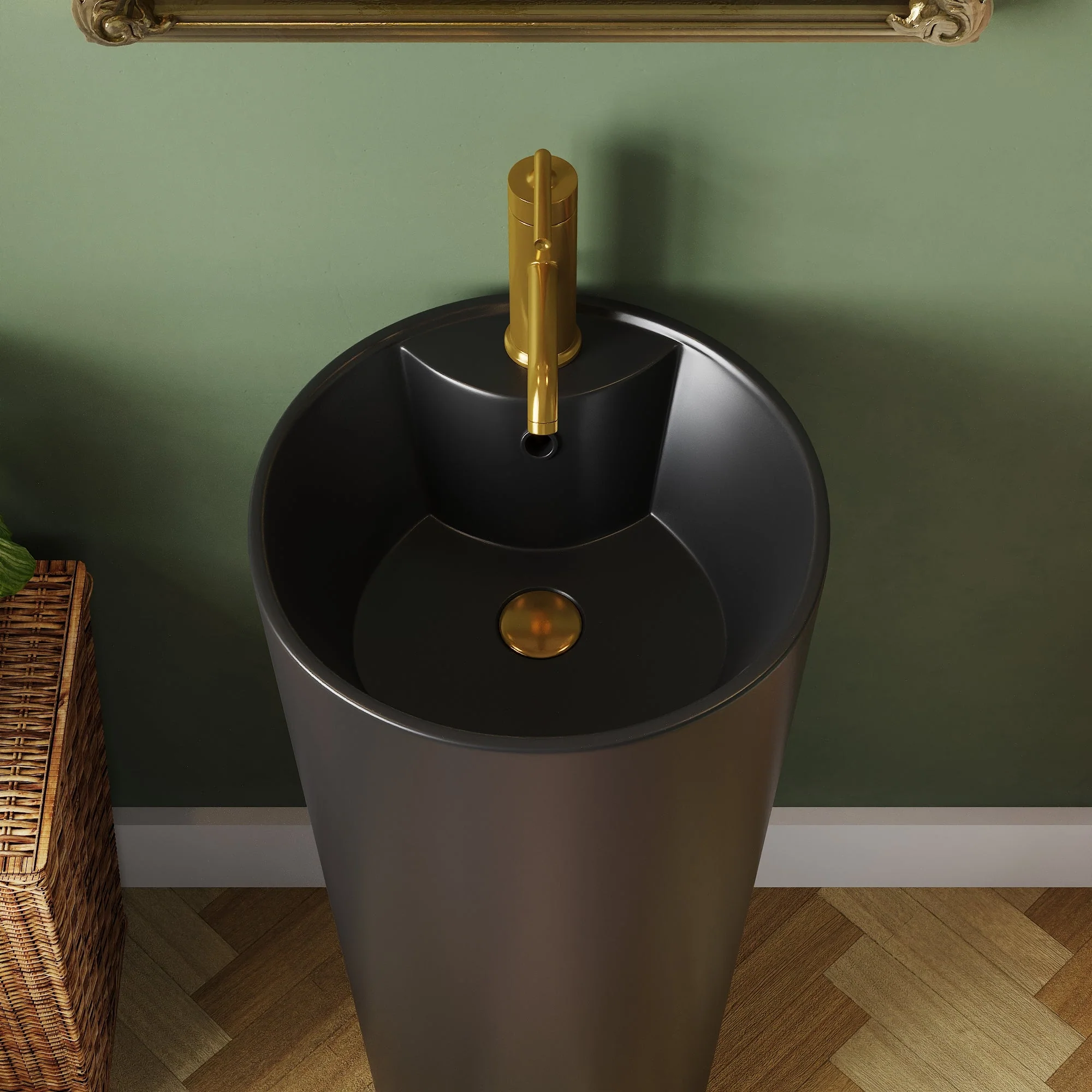 DeerValley DV-1P527 Pedestal Sinks, Minimalist Space-Saving Slim Design, Overflow & Single-Hole Faucet Ready - Image 16