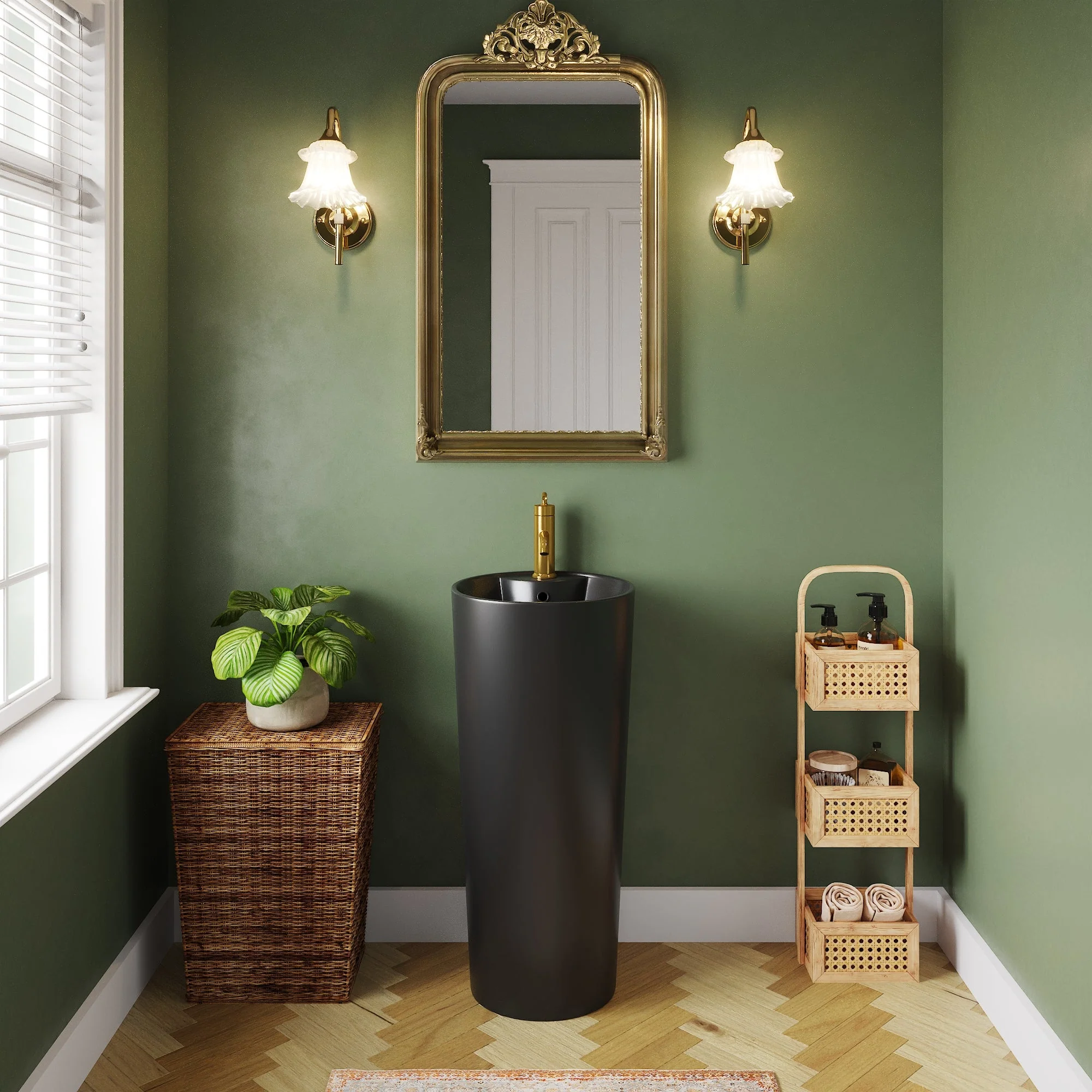 DeerValley DV-1P527 Pedestal Sinks, Minimalist Space-Saving Slim Design, Overflow & Single-Hole Faucet Ready - Image 21