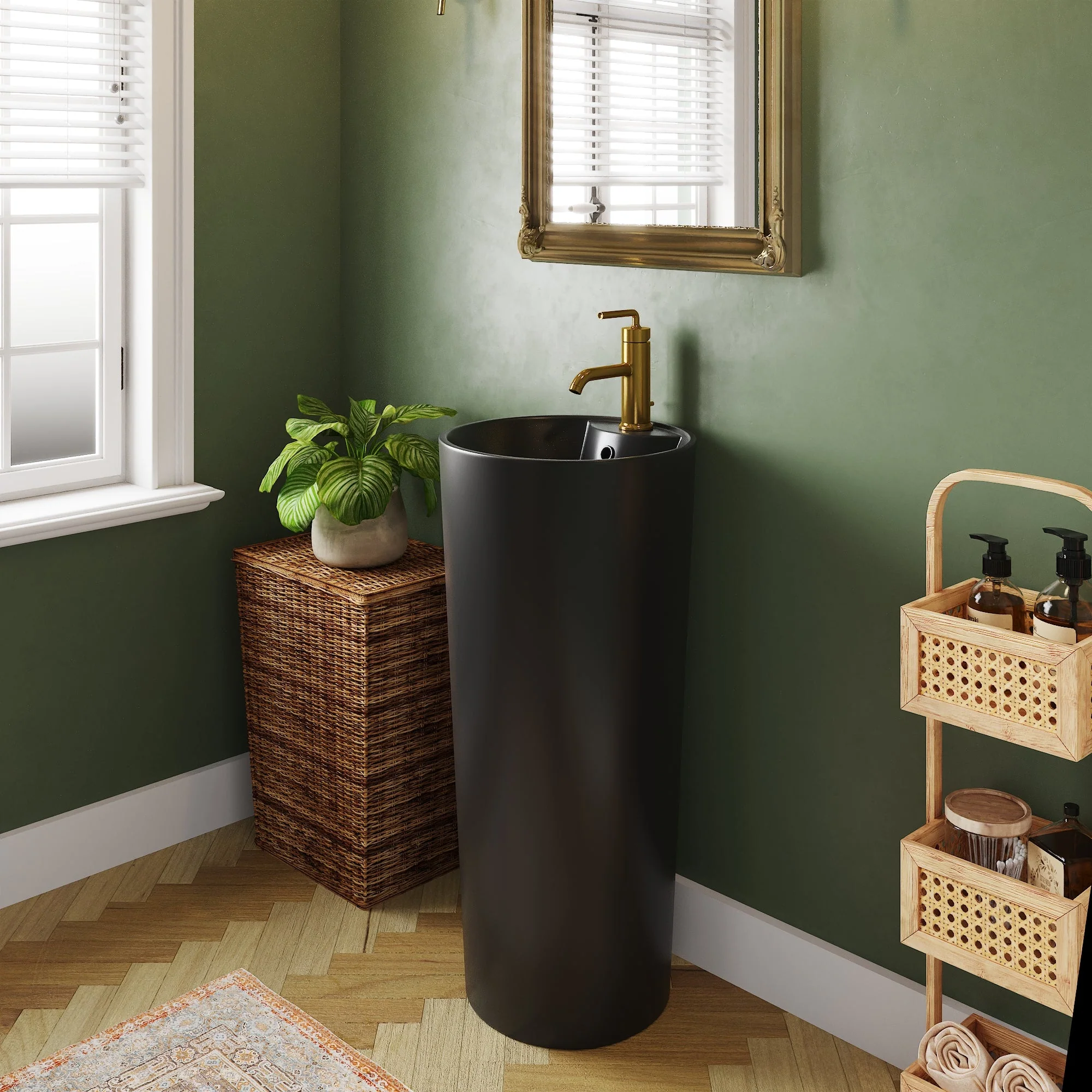 DeerValley DV-1P527 Pedestal Sinks, Minimalist Space-Saving Slim Design, Overflow & Single-Hole Faucet Ready - Image 22