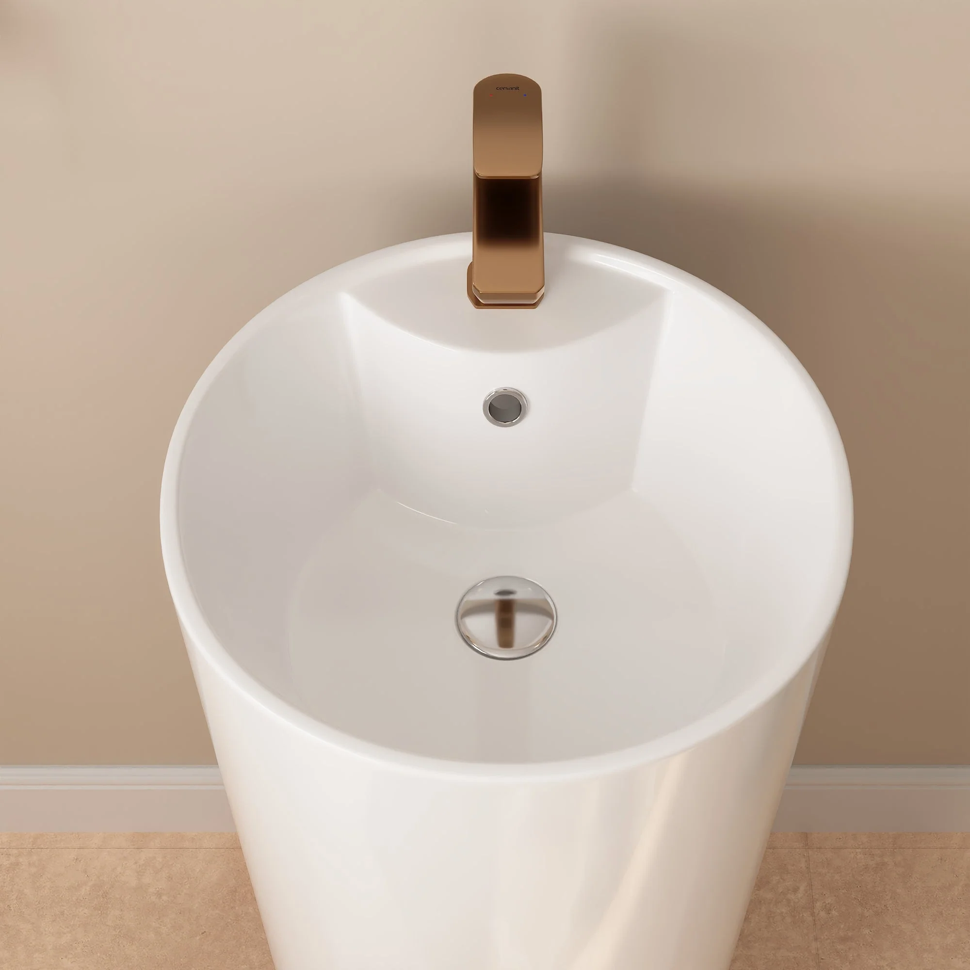 DeerValley DV-1P527 Pedestal Sinks, Minimalist Space-Saving Slim Design, Overflow & Single-Hole Faucet Ready - Image 3