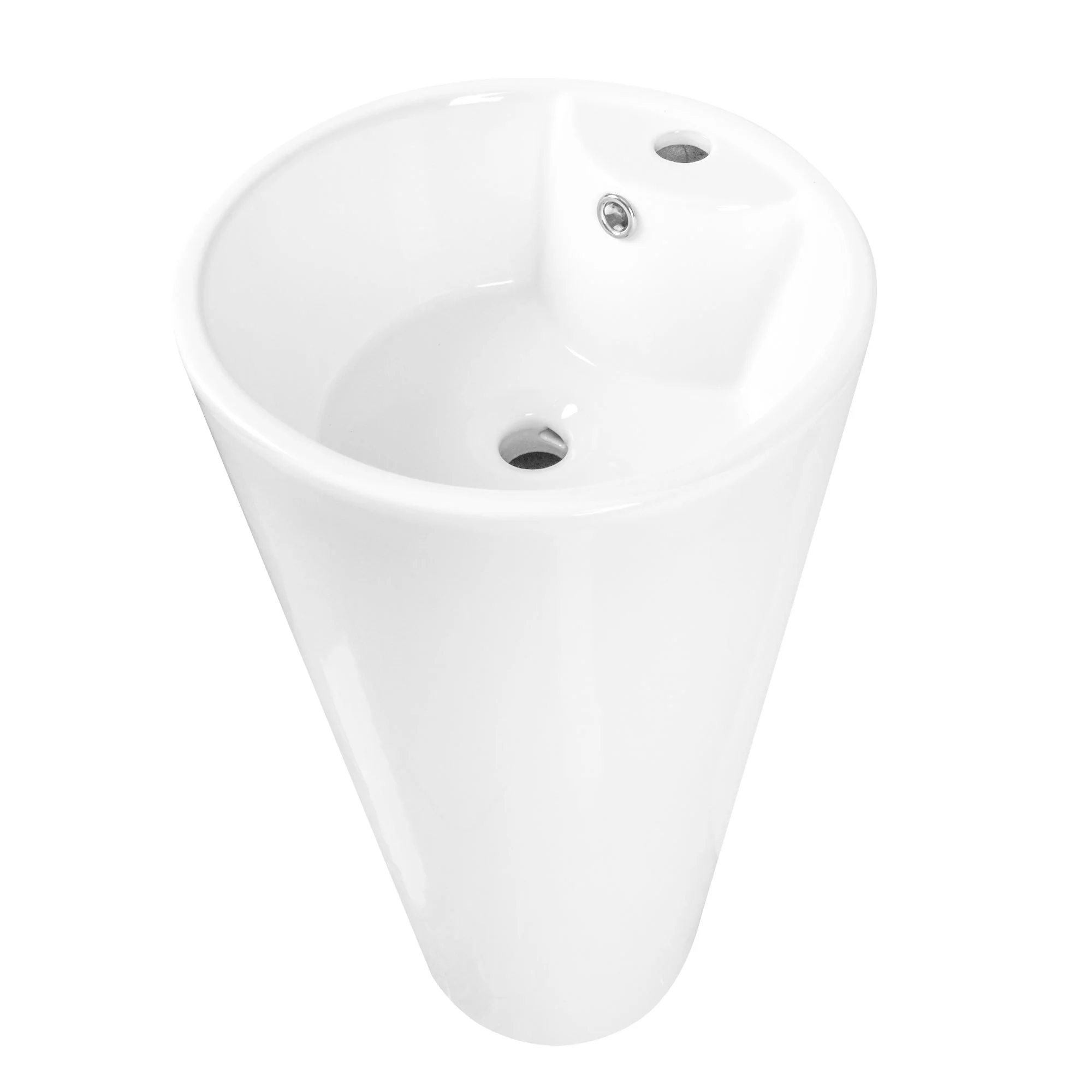 DeerValley DV-1P527 Pedestal Sinks, Minimalist Space-Saving Slim Design, Overflow & Single-Hole Faucet Ready - Image 8