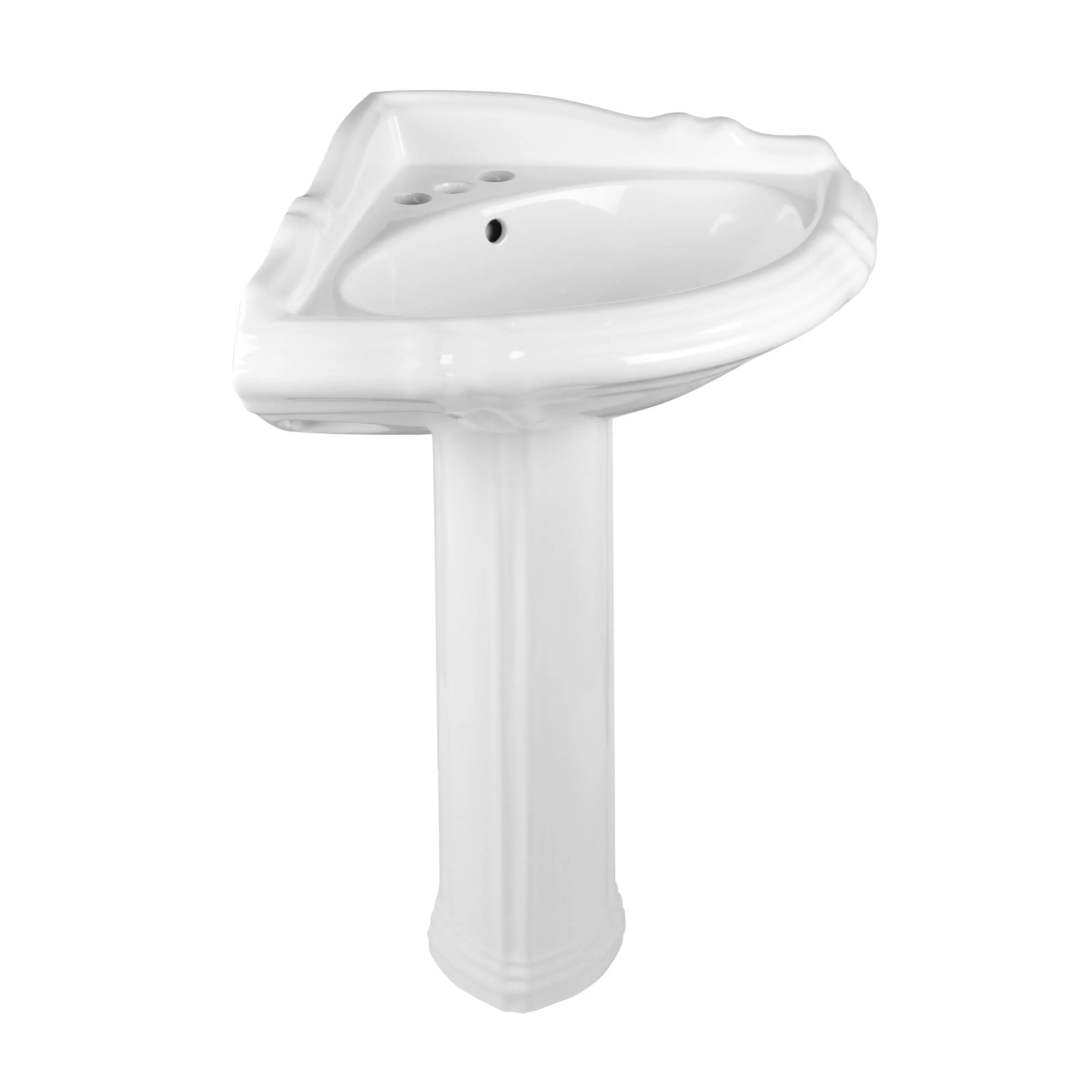 DeerValley DV-1P528 Pedestal Sinks Corner Space-Saving 3-Hole Overflow - Image 9
