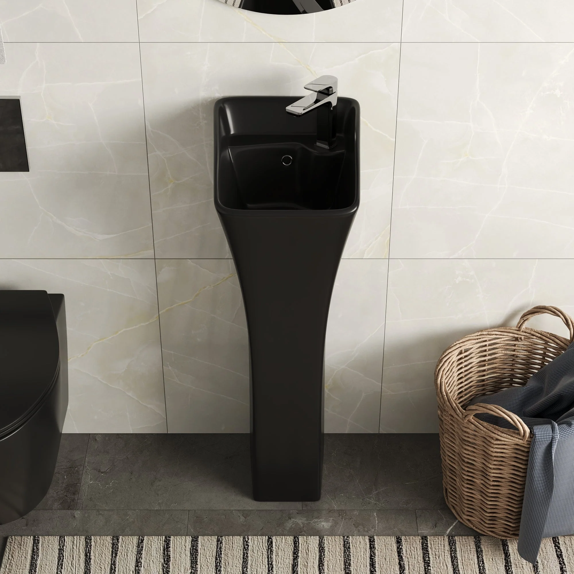 DeerValley DV-1P529 Pedestal Sinks Compact Modern Ceramic Overflow - Image 10