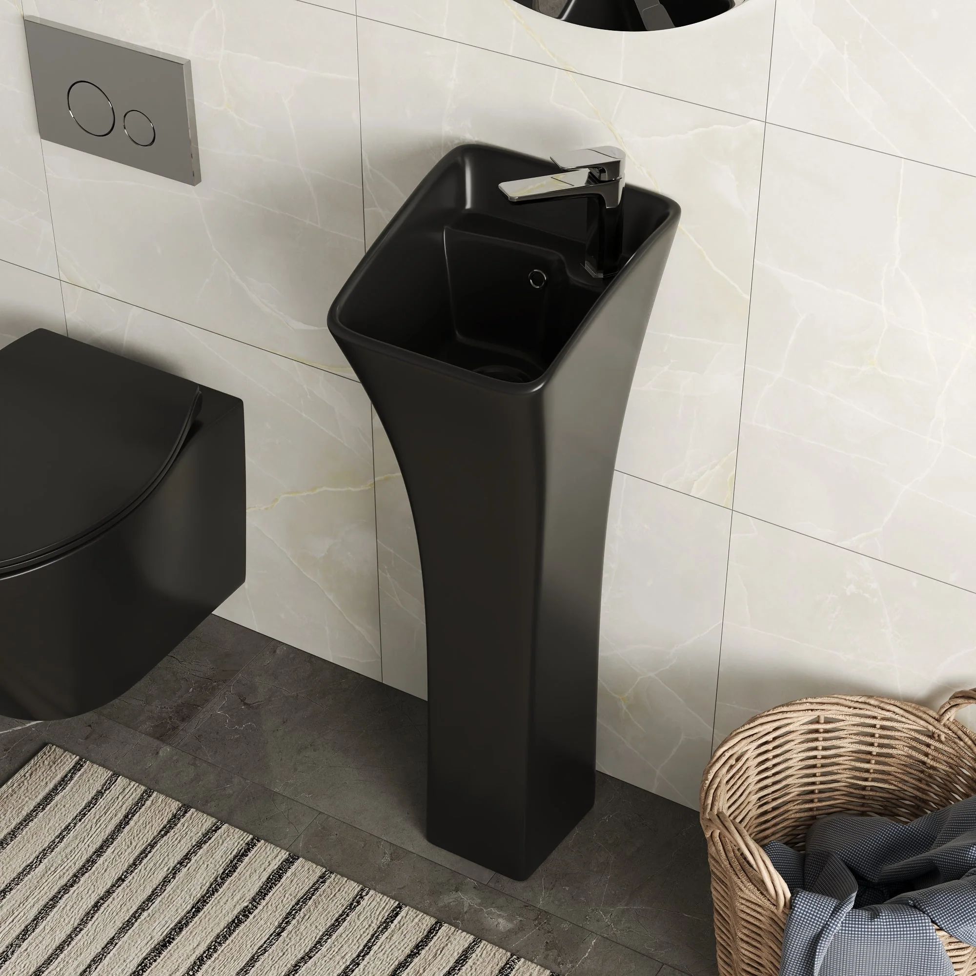 DeerValley DV-1P529 Pedestal Sinks Compact Modern Ceramic Overflow - Image 11