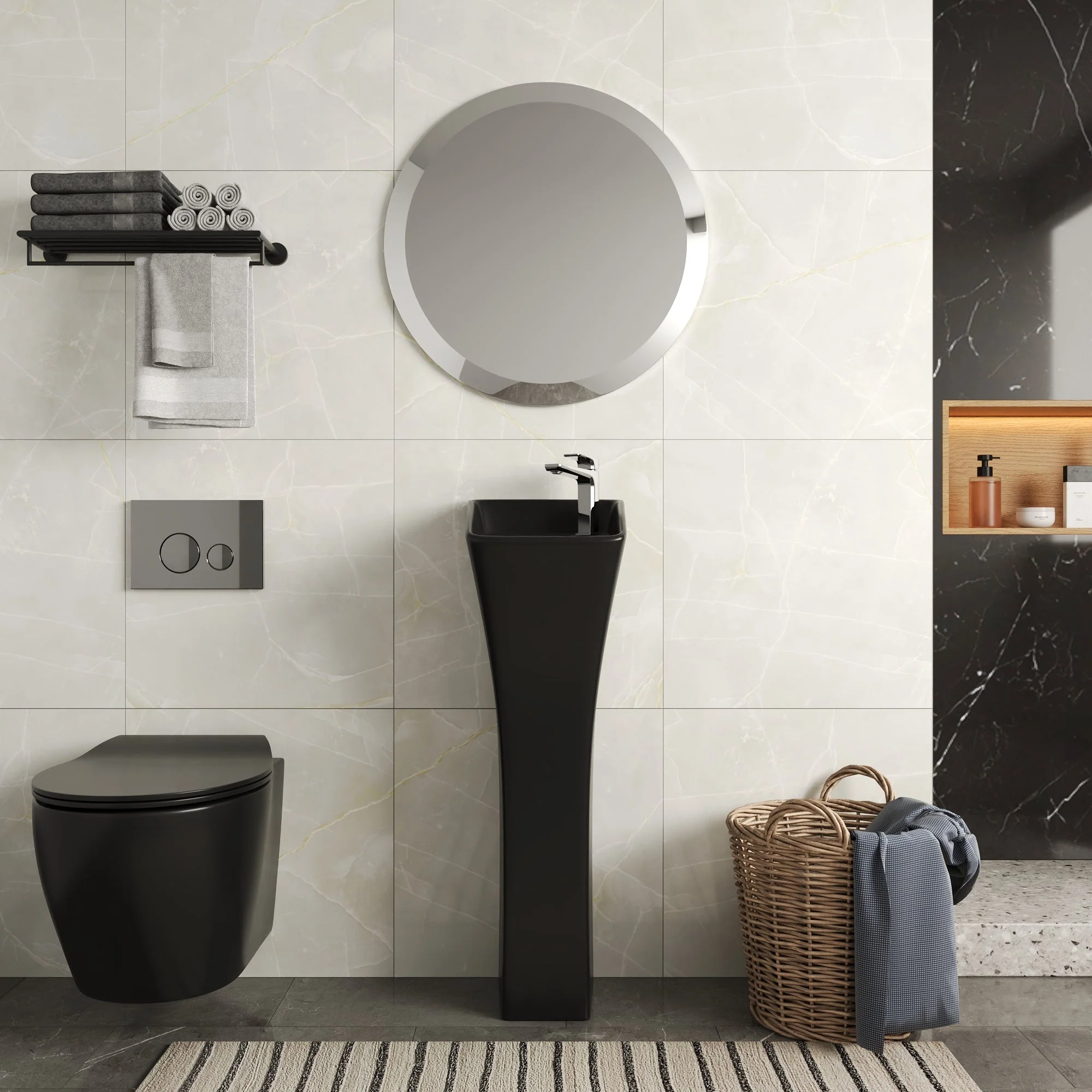 DeerValley DV-1P529 Pedestal Sinks Compact Modern Ceramic Overflow - Image 7