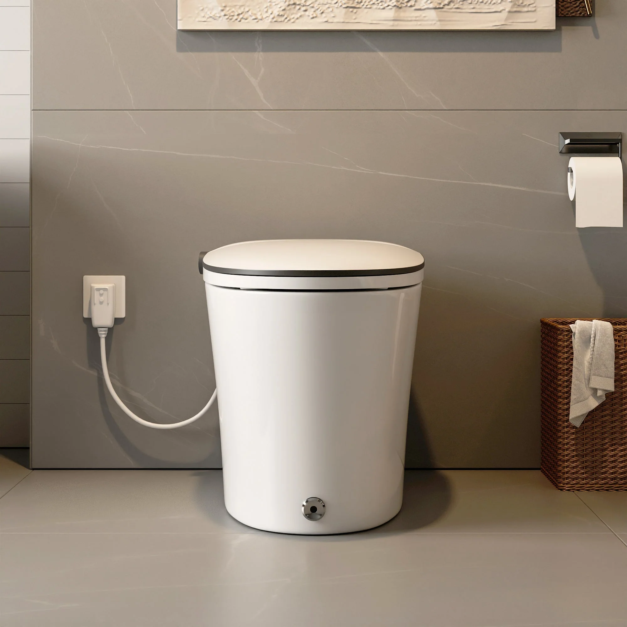 DeerValley DV-1S0019/V1/V3 Tankless Elongated Smart Toilet Quiet-Closed Heated Seat Sensor Auto, Foot Kick & Blackout Flush, Night Light - Image 10