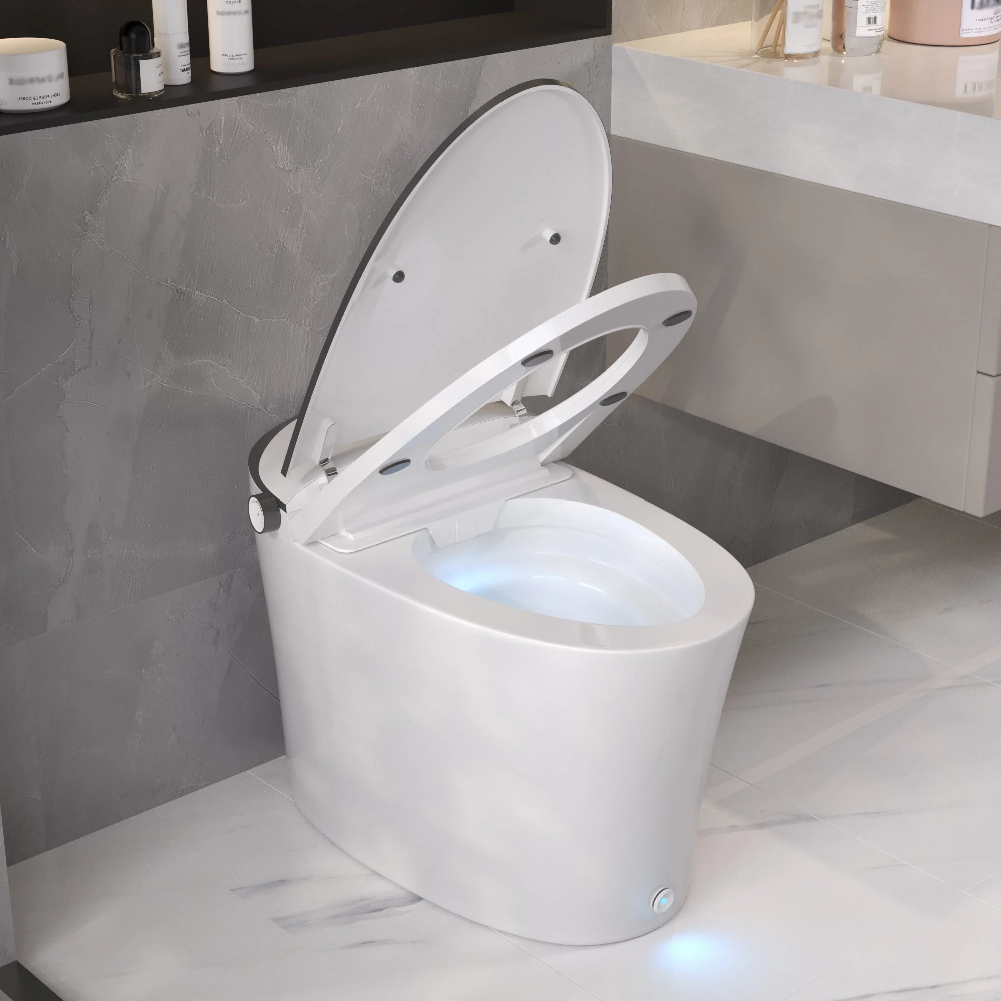 DeerValley DV-1S0019/V1/V3 Tankless Elongated Smart Toilet Quiet-Closed Heated Seat Sensor Auto, Foot Kick & Blackout Flush, Night Light - Image 14