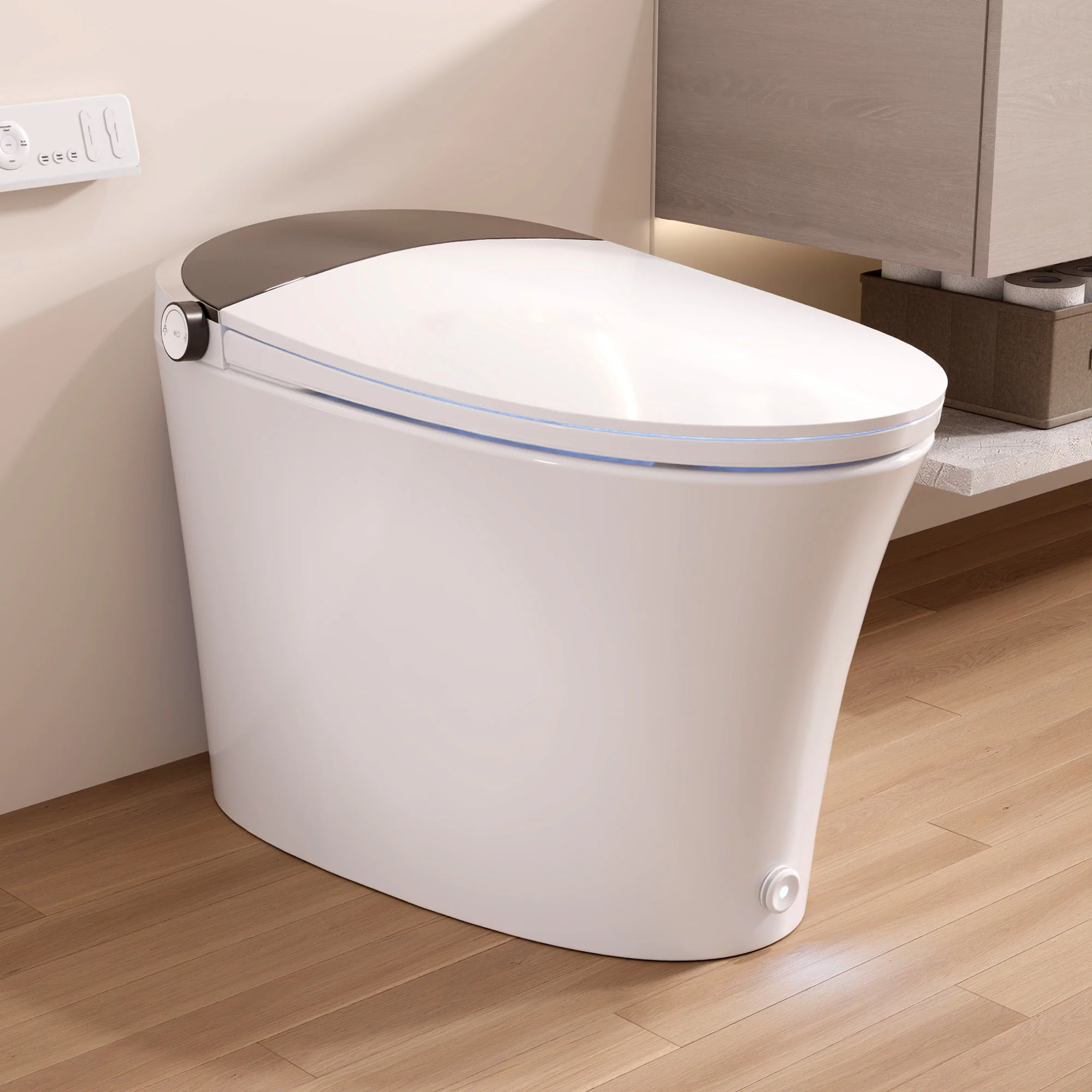 DeerValley DV-1S0019/V1/V3 Tankless Elongated Smart Toilet Quiet-Closed Heated Seat Sensor Auto, Foot Kick & Blackout Flush, Night Light - Image 36